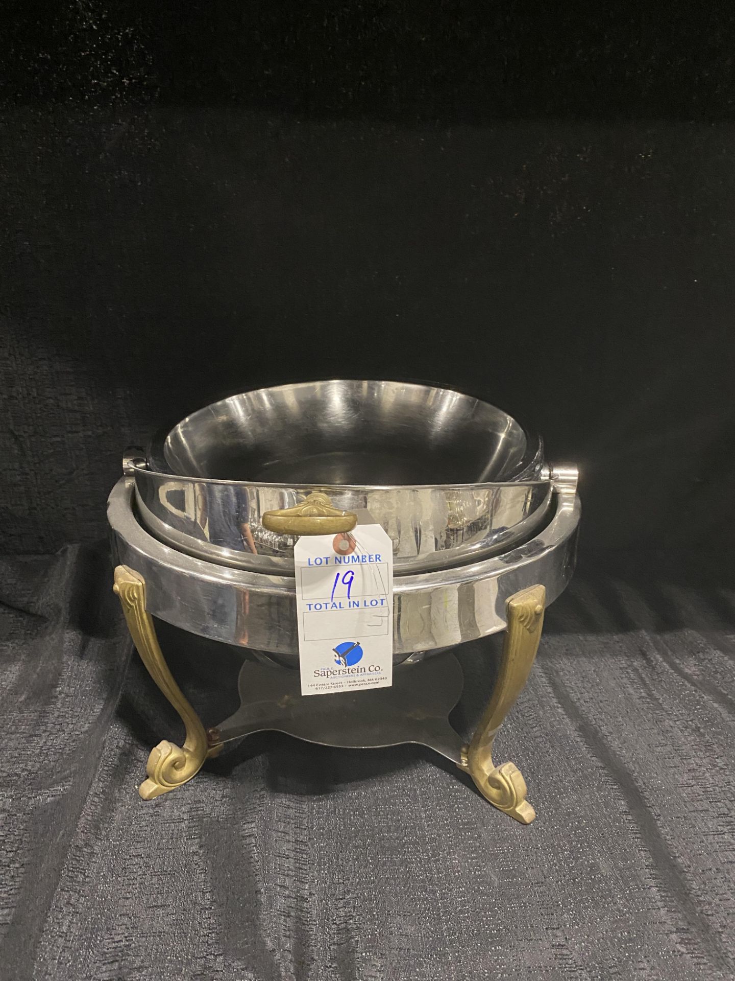 Bonchef Brass Leg 11" Round Stainless Steel Chafing Dish w/2 SS Insert Pans