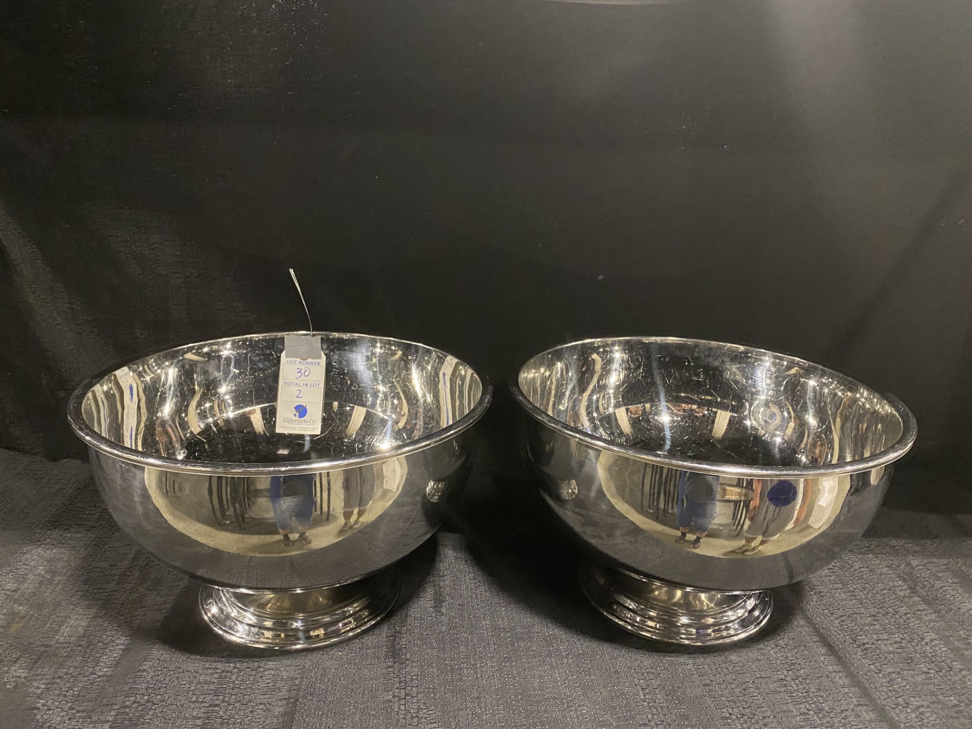 (2) 17" x 10"H Stainless Steel Footed Bowls