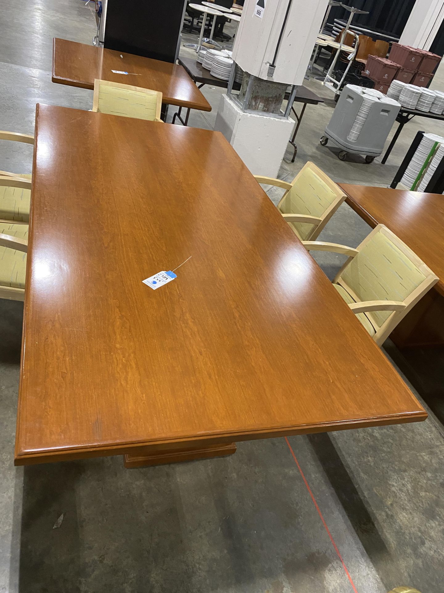 (2 Pieces) c/o: 8' x 4' Double Wood Pedestal Wood Top Conference Table & 4' x 4' Square All Wood - Image 2 of 2