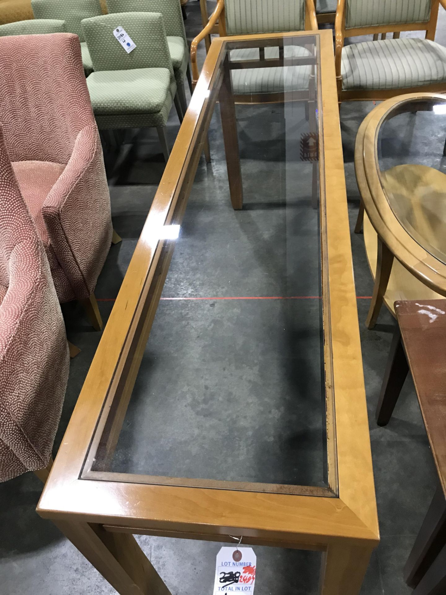 6' Wood Base Glass Top Sofa Table