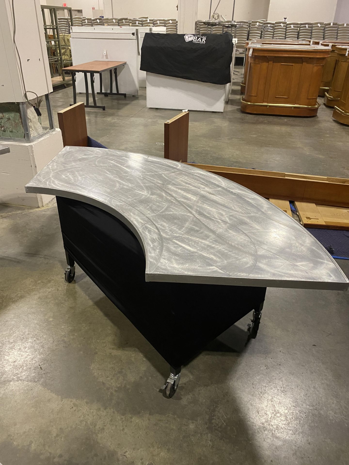 (4) Southern Aluminum Approx. 72" Serpentine Portable Swirl Top Folding Table Integral Spandex Skirt