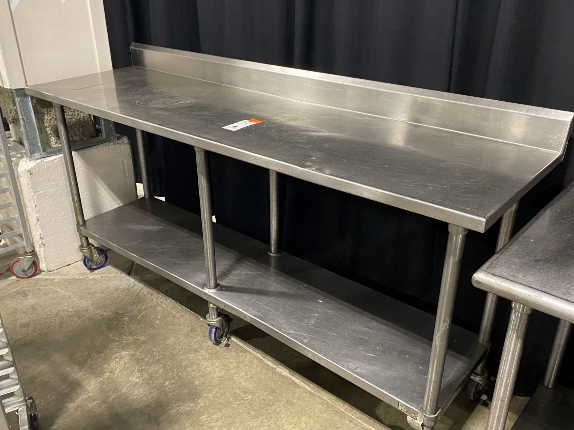 84" x 24" All SS Portable Table w/Backsplash & Undershelf