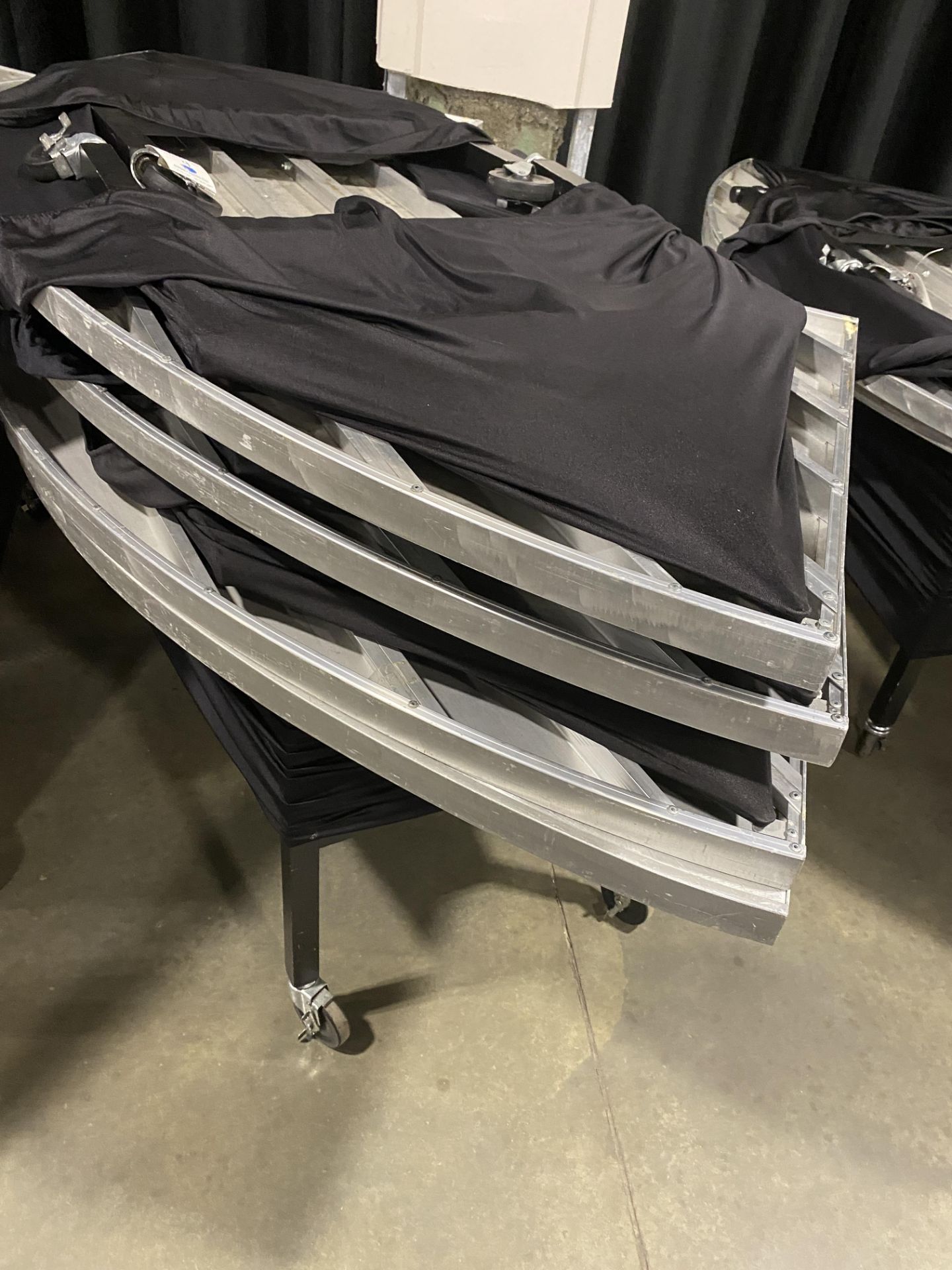 (4) Southern Aluminum Approx. 72" Serpentine Portable Swirl Top Folding Table Integral Spandex Skirt - Image 2 of 2