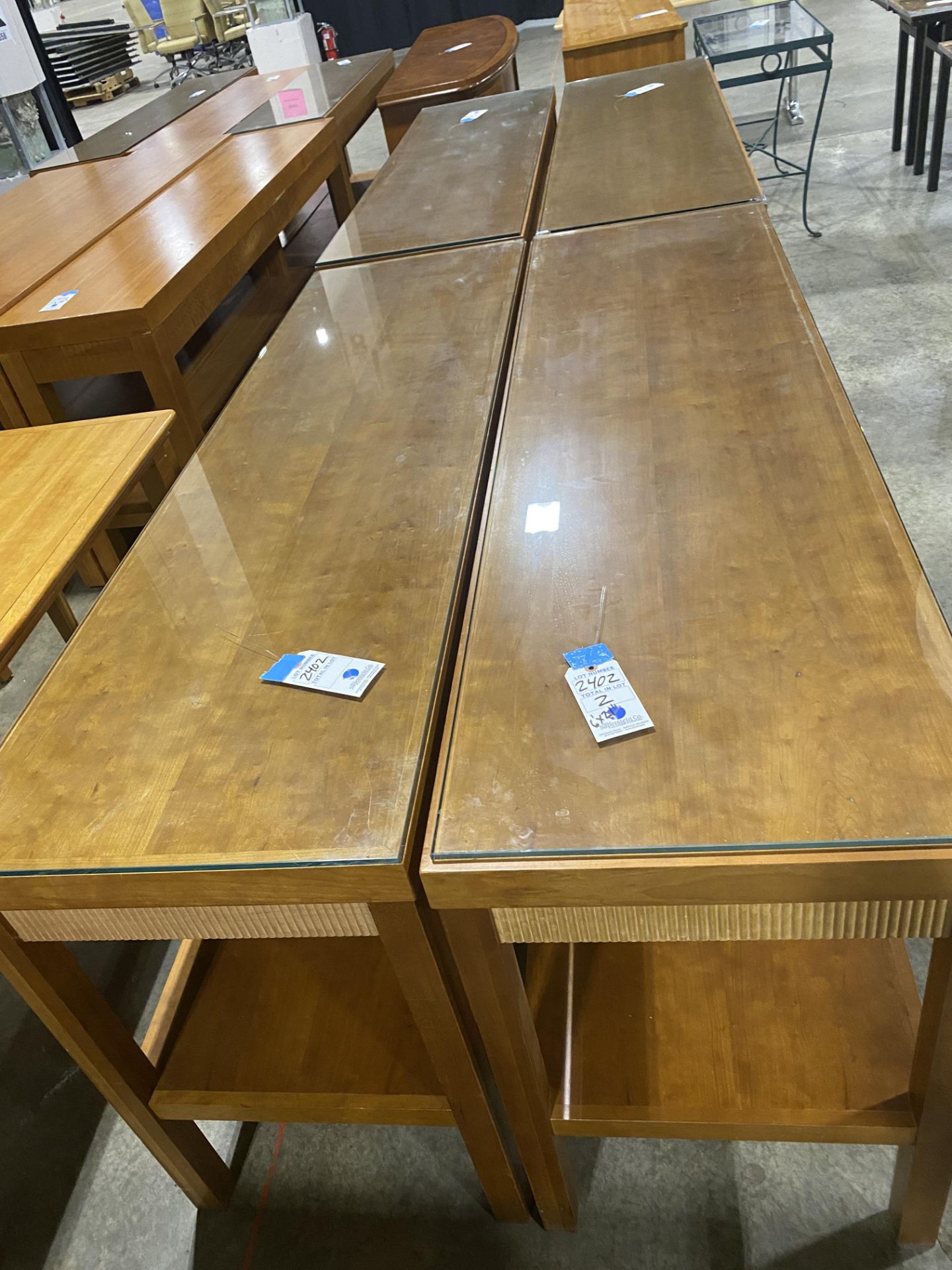 (2) 6' x 21" All Wood Soft Table w/Glass Top