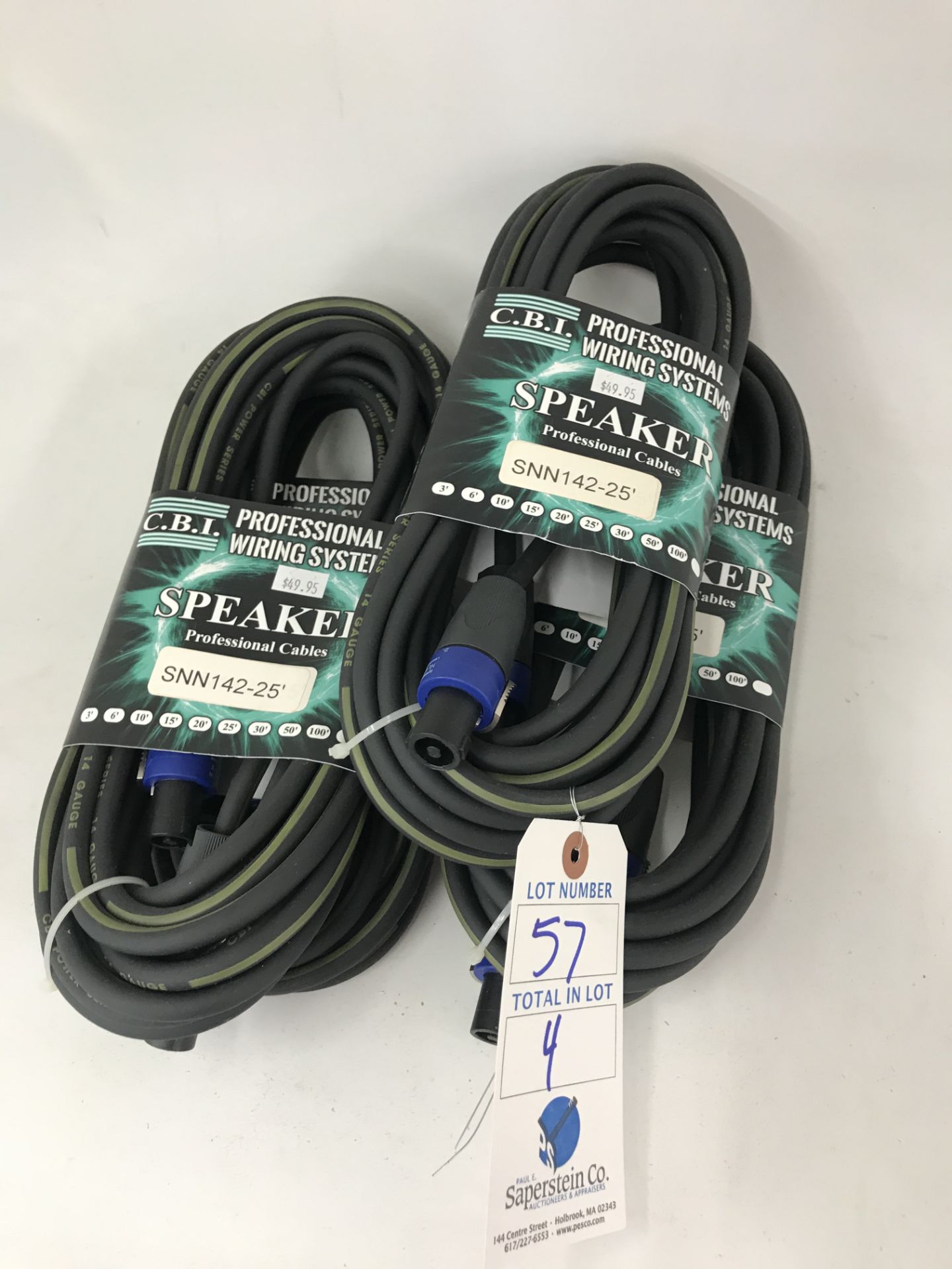 (4) CBI Speaker Cable #SNN142-25, 25Ft, 14 Gauge (NIB)