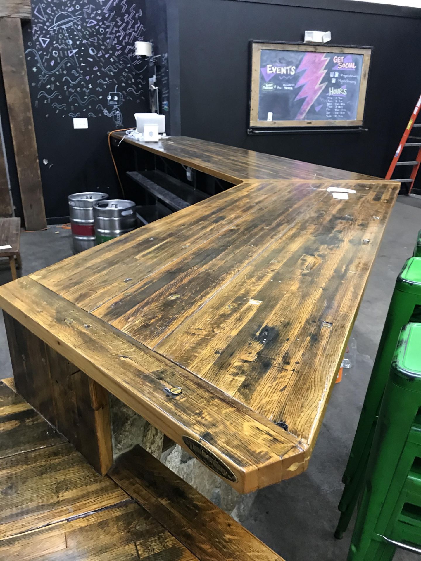 Reclaimed Wood Bar Top Dimensions in Picture (NO BASE) - Image 4 of 5