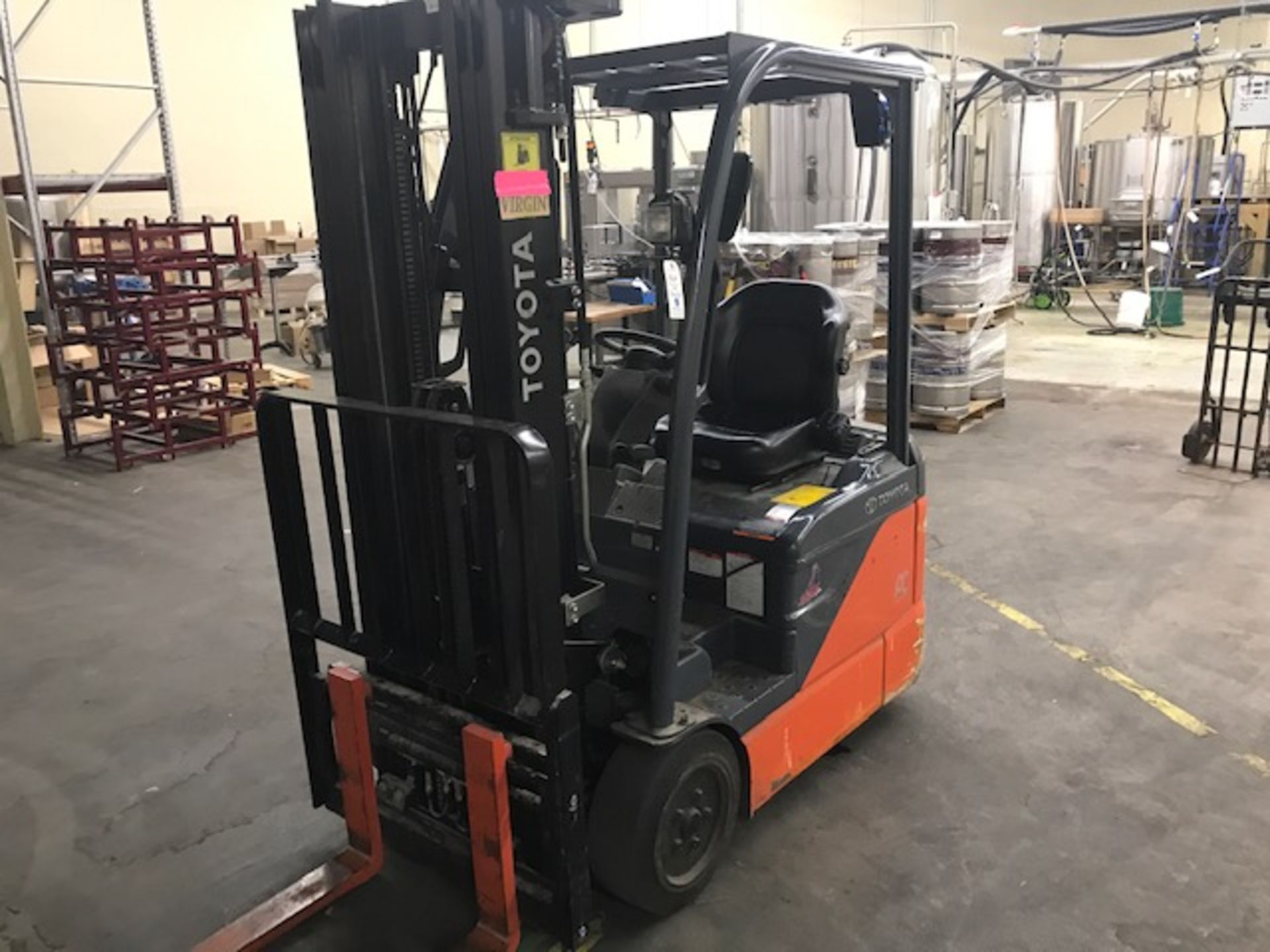 2016 Toyota #8FBES150, Electric 3-Wheel Forklift, 189", 3 Mast, 3000 Lb. w/Hawker Charger - See Desc