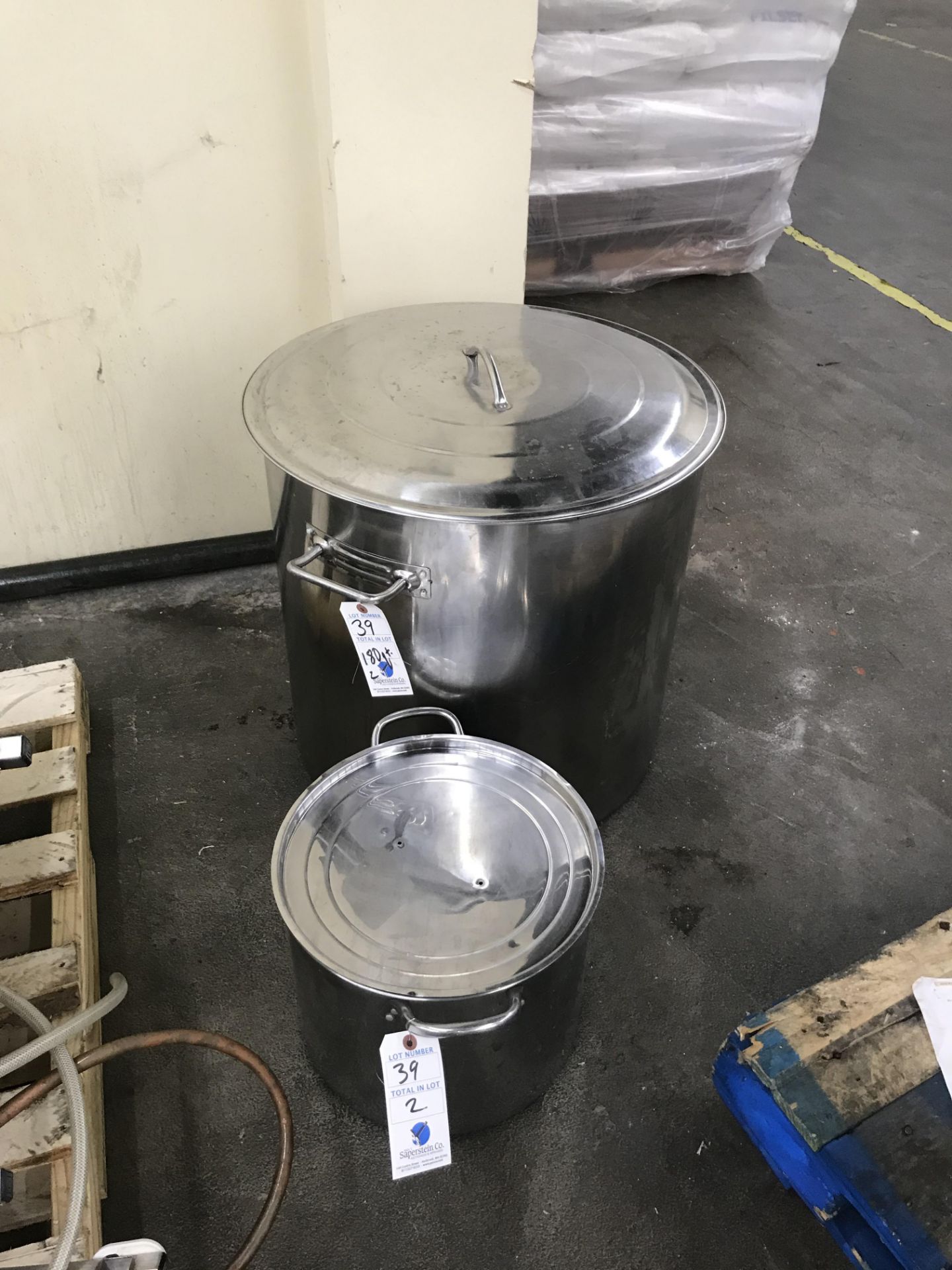 (2) Asst. Sized Stainless Steel Pots (1 is 180 Quart)