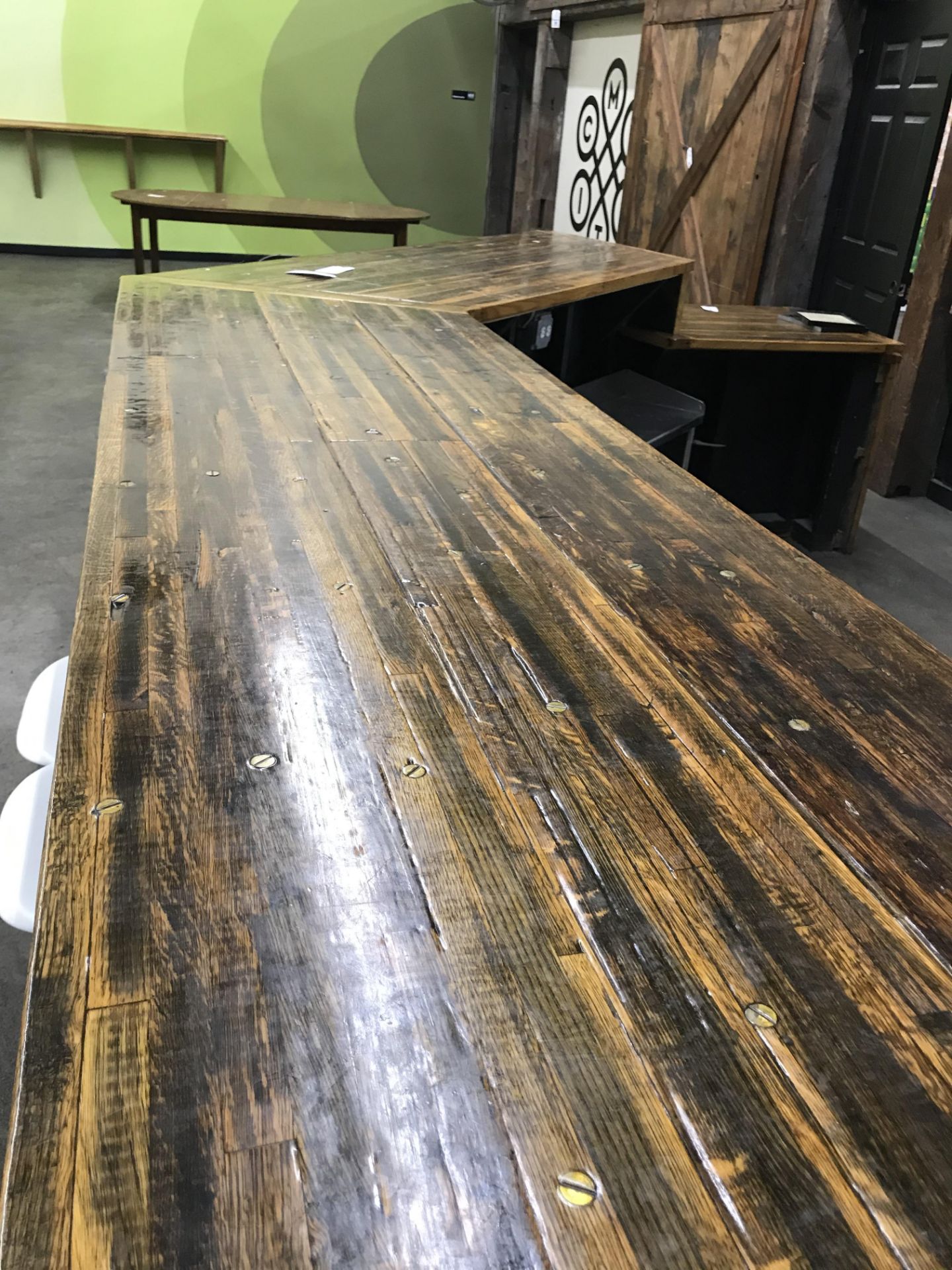Reclaimed Wood Bar Top Dimensions in Picture (NO BASE)