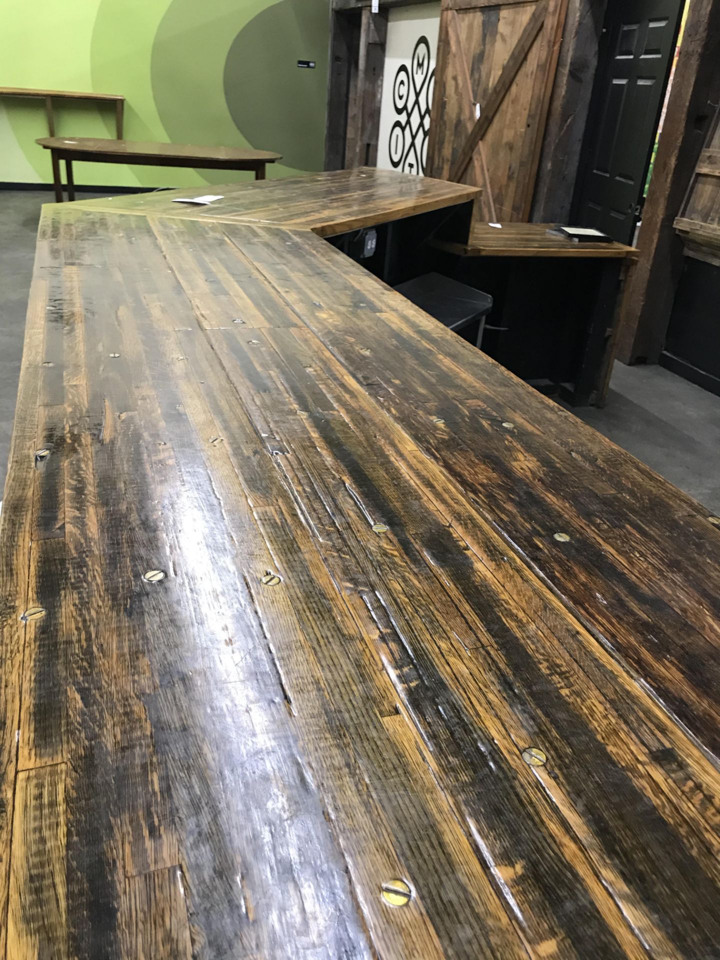 Reclaimed Wood Bar Top Dimensions in Picture (NO BASE) - Image 3 of 5