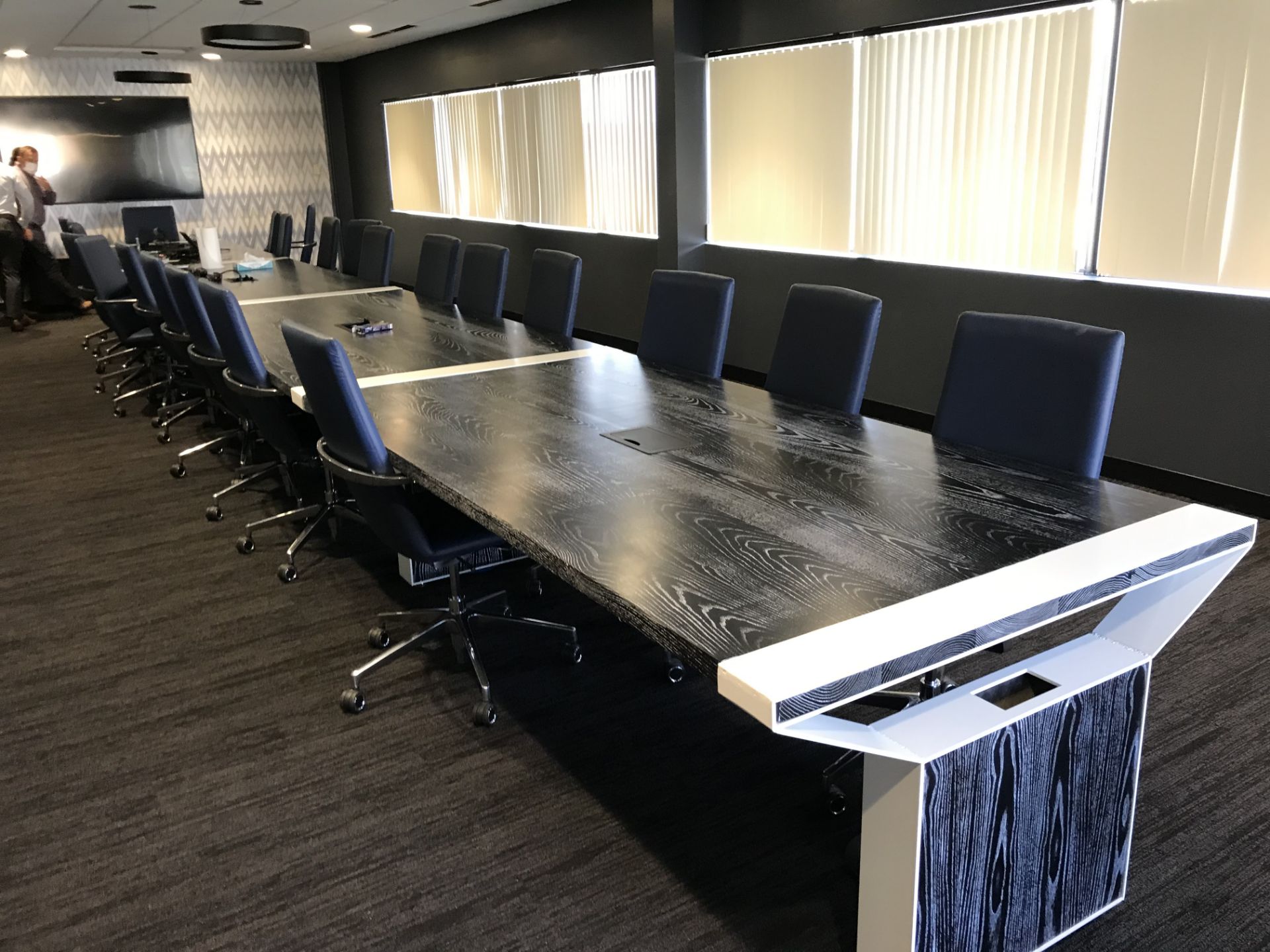 Custom Made Solid Shober Ash Wood Top Steel Base Conference Table Dimensions: 384""L x 48"W x 30"H