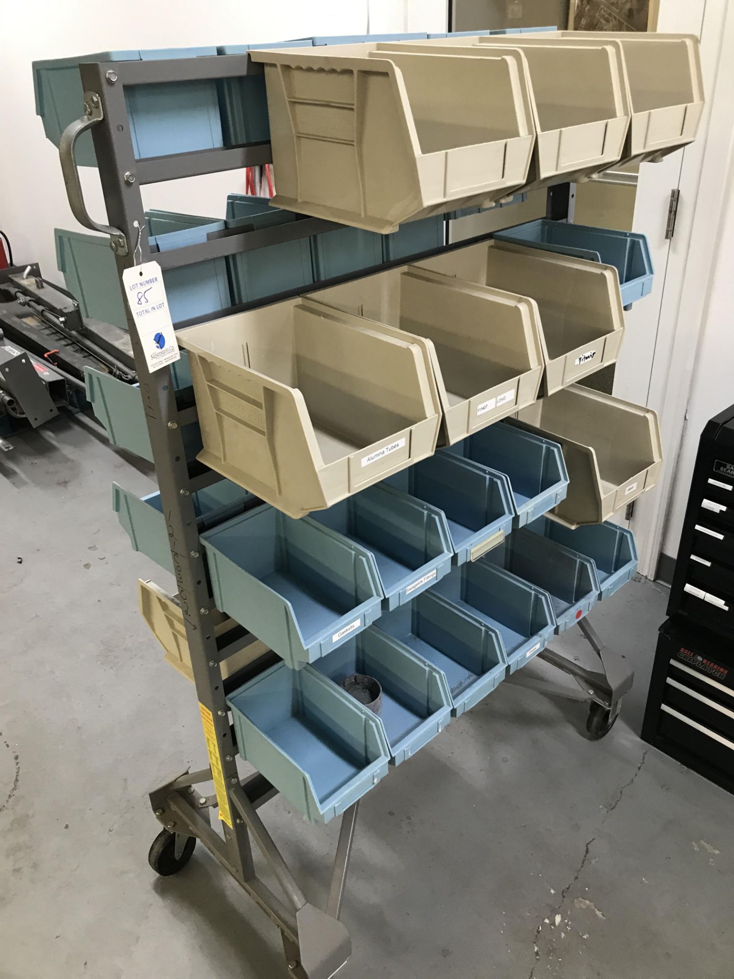 Double Sided 4 Shelf Portable Parts Bin Holder