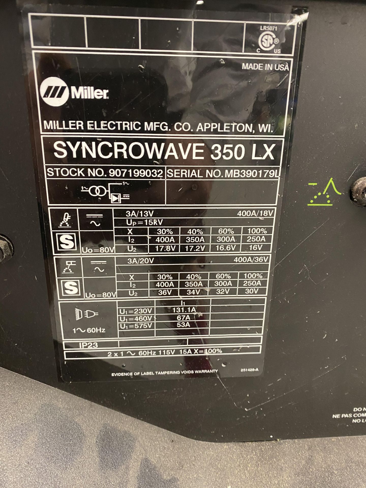 Miller Syncrowave #350LX Portable Tig Welder w/Foot Pedal, Tig Gun, Leeds, 18" #310 Rods, Additional - Image 4 of 15