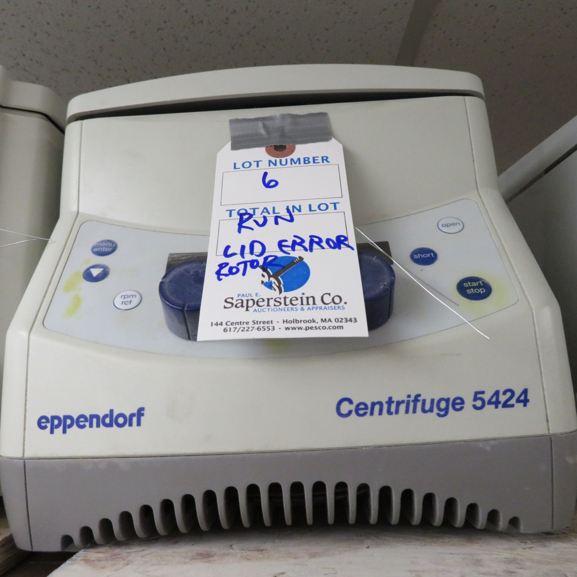 EPPENDORF 5424 CENTRIFUGE-RUNS ROTOR LID ERROR