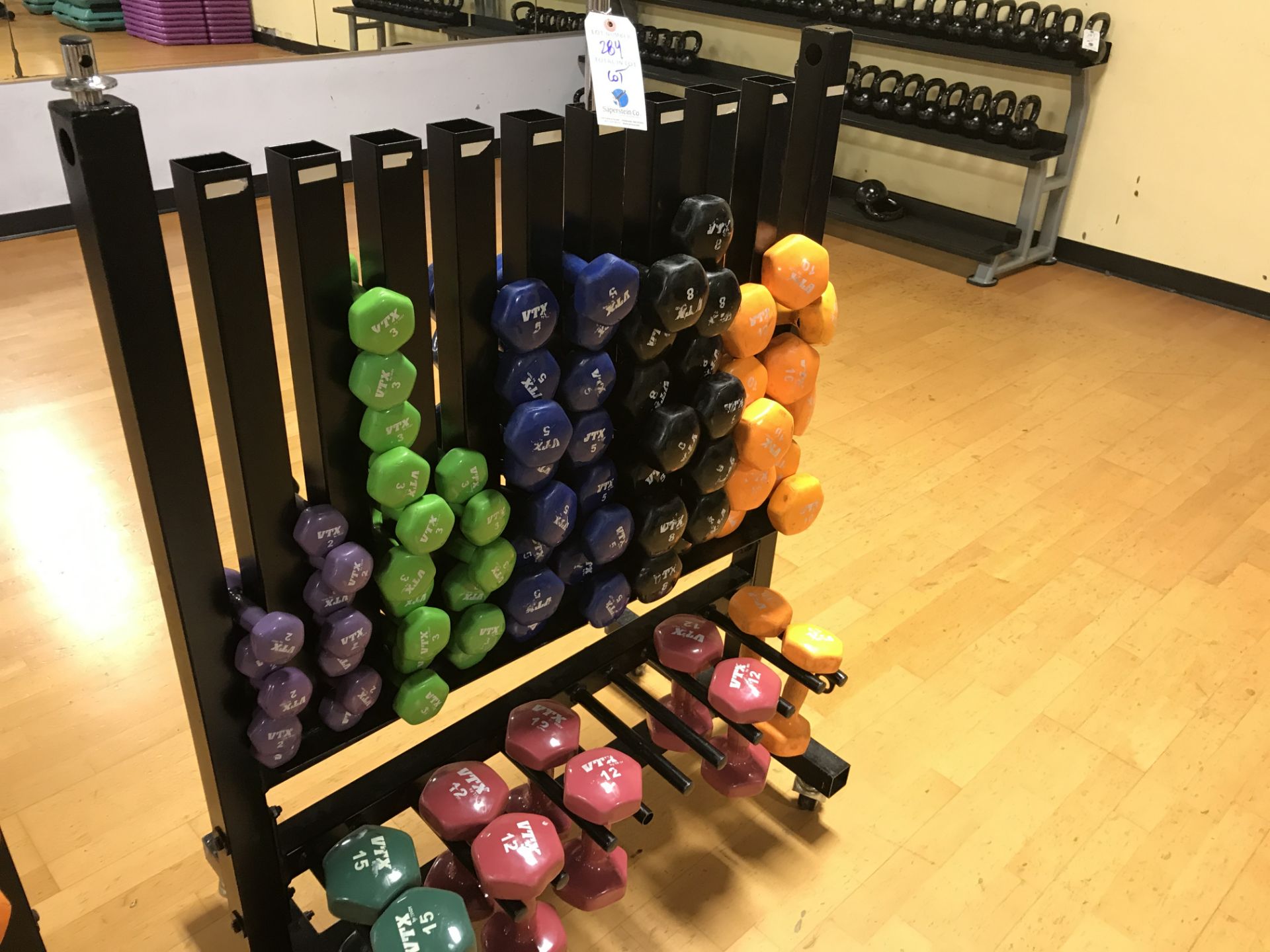 {LOT} VTX Troy Rubber Dumbbell Set w/Rolling Cart (See Pics)