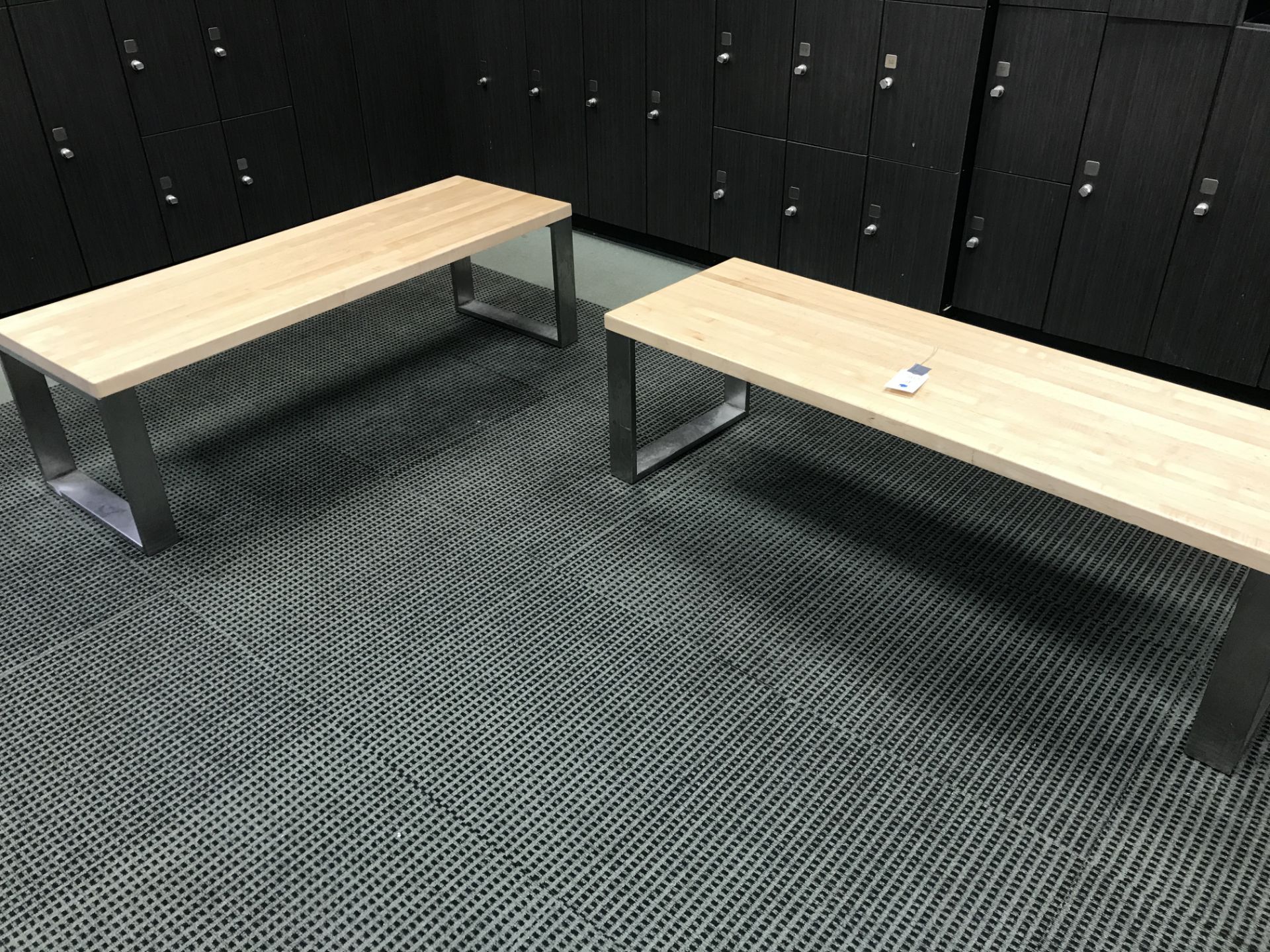 (4) Wood Top Metal Frame Locker Room Benches (NICE)