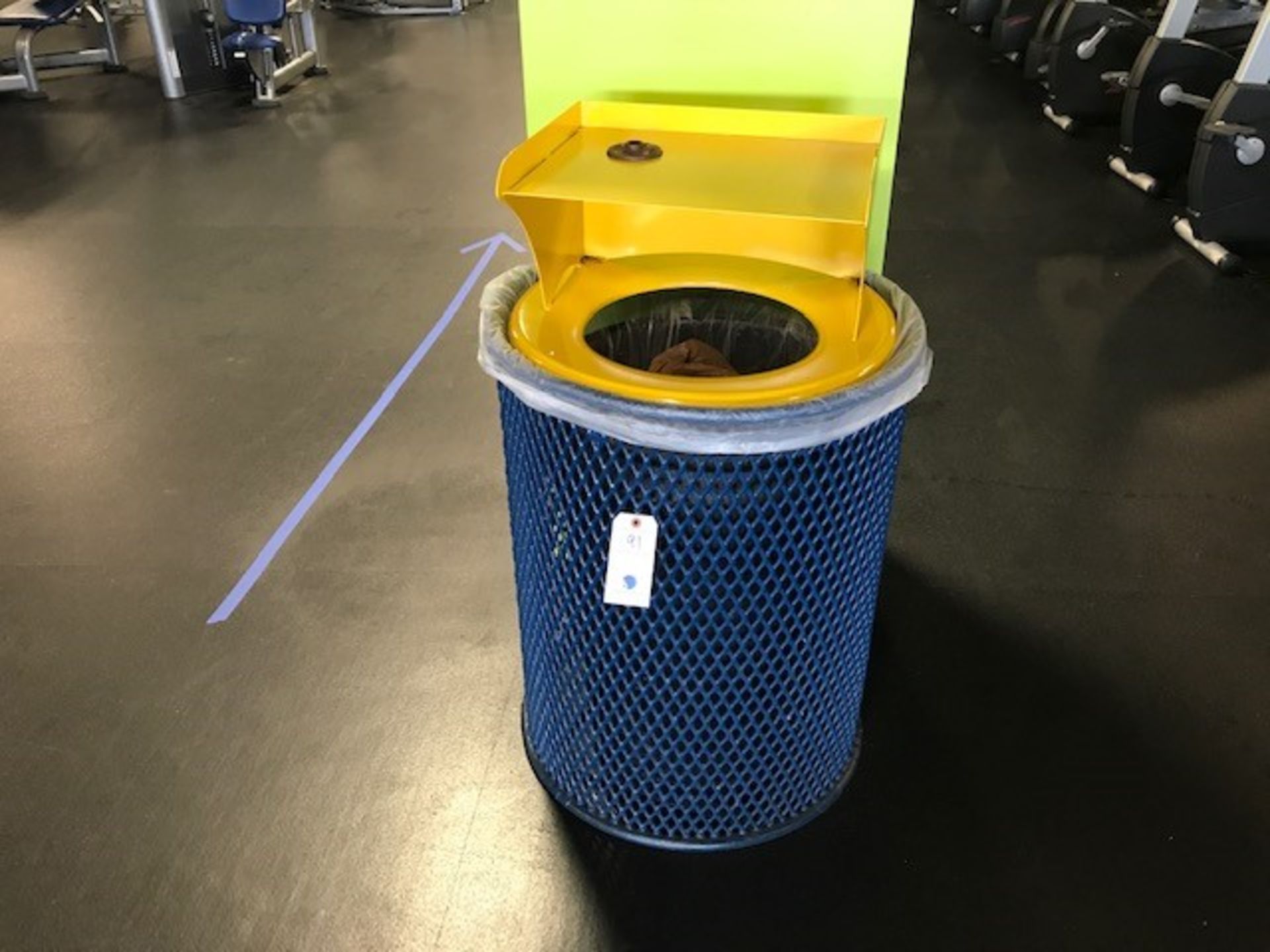 Steel Mesh Waste Receptacle w/Supply Shelf