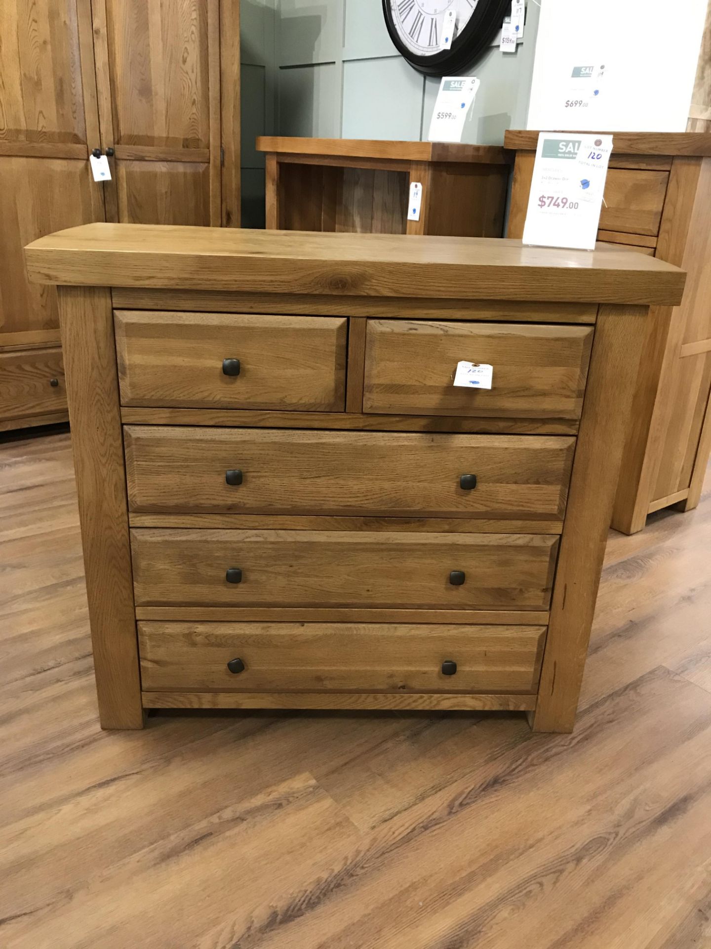 3+2 Drawer Dresser (Hercules) See Picture For Dimensions and Product Info