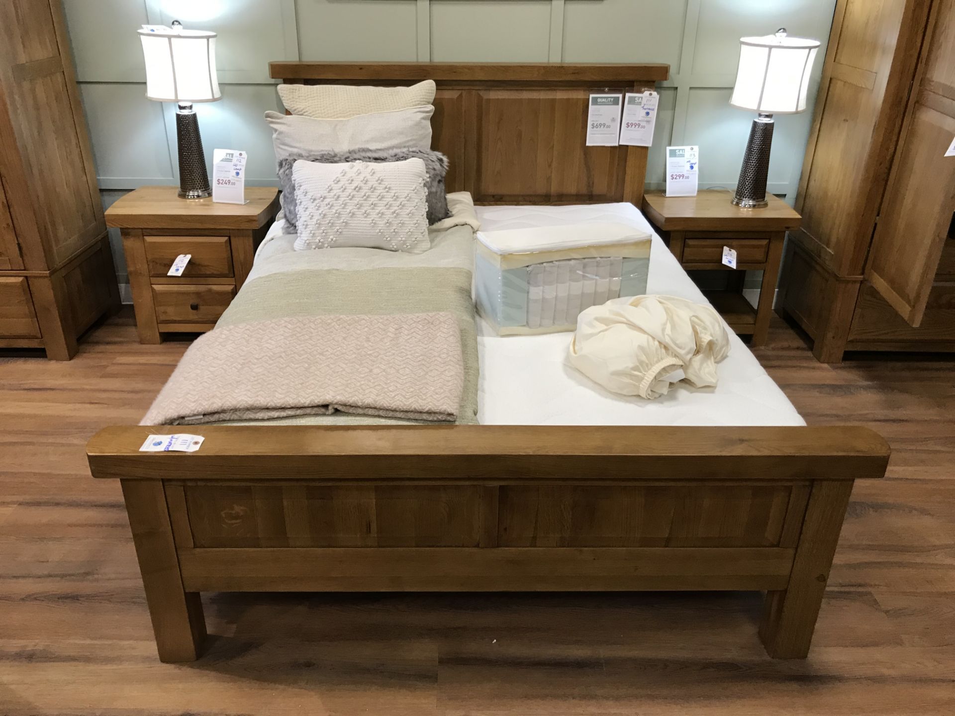 Queen Bed (Hercules) W/ Full Mattress (Posture Pocket Plus 600) Picture For Dimensions and Product