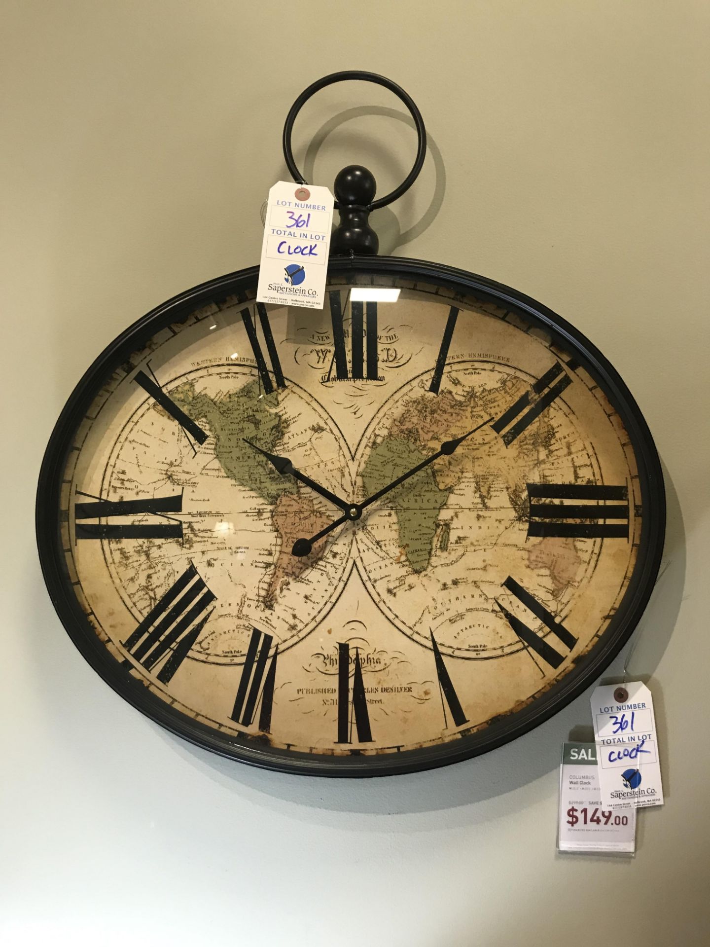 Wall Clock (Columbus) See Picture For Dimensions and Product Info