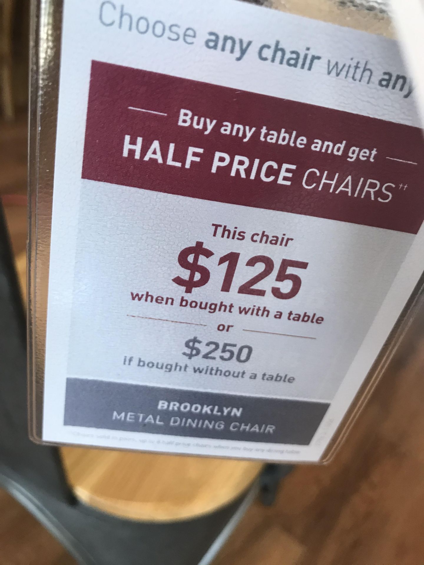 Metal Dining Chair (Brooklyn) See Picture For Dimensions and Product Info - Image 2 of 2