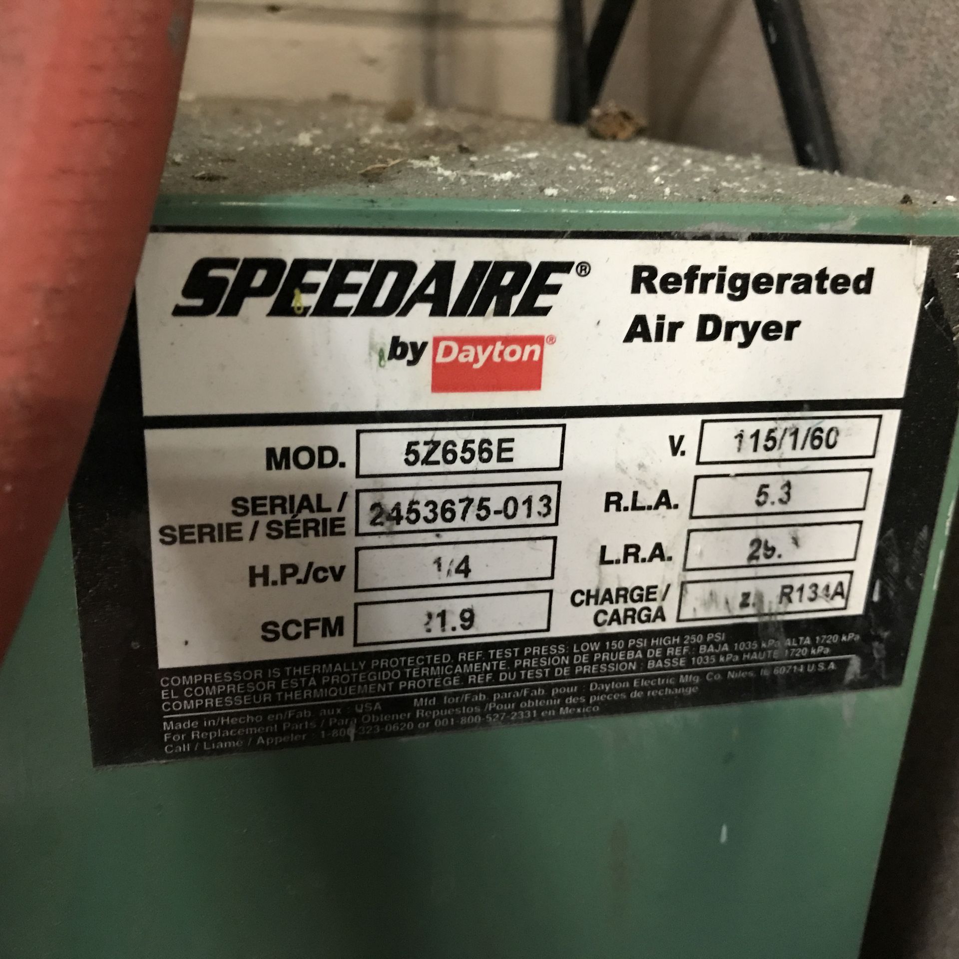 Speedaire #5Z656E Refrigerated Air Dryer w/Manual - Image 2 of 3