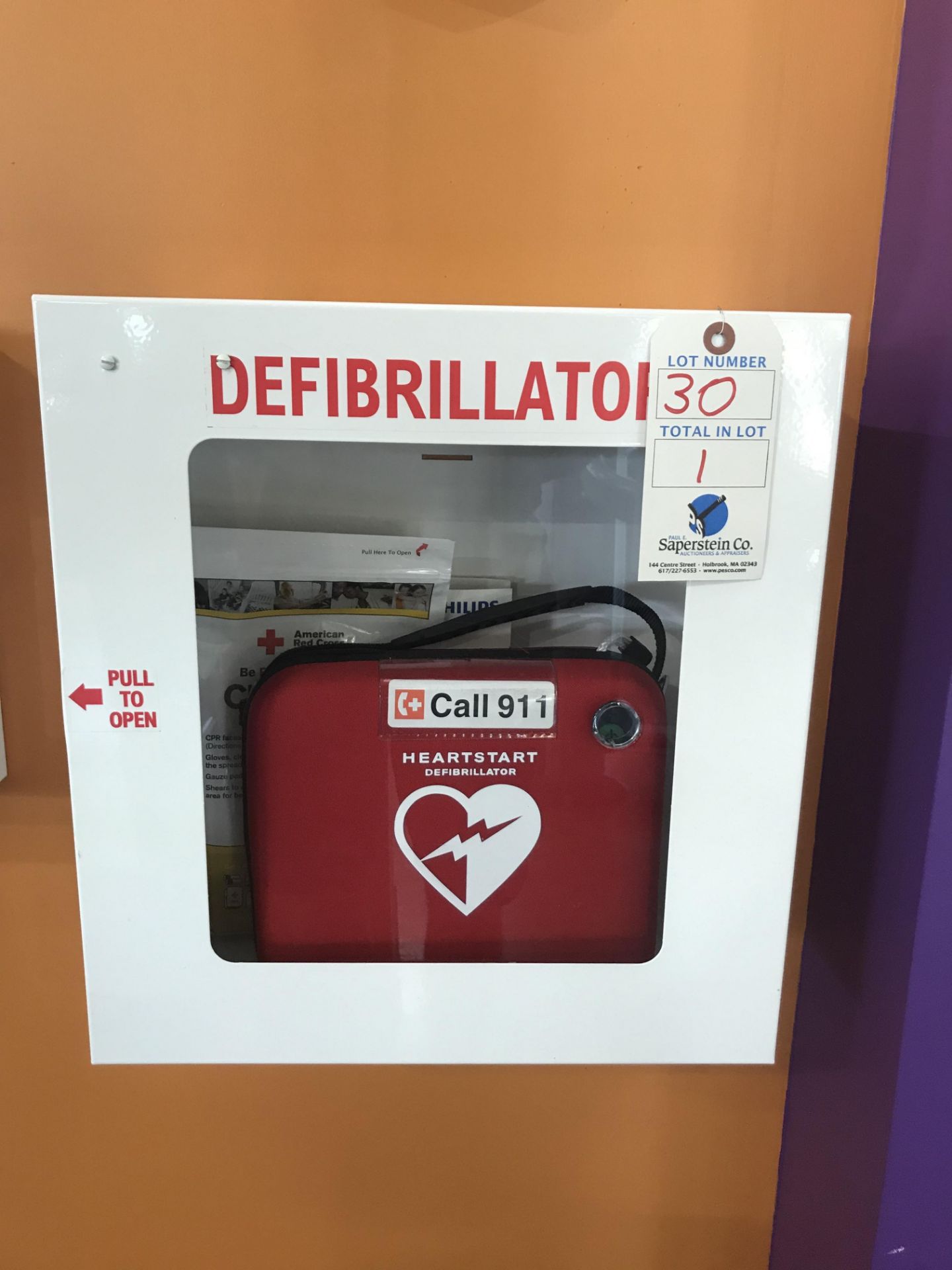 Philips Heart Start Automated External Defibrillator w/ wall mount