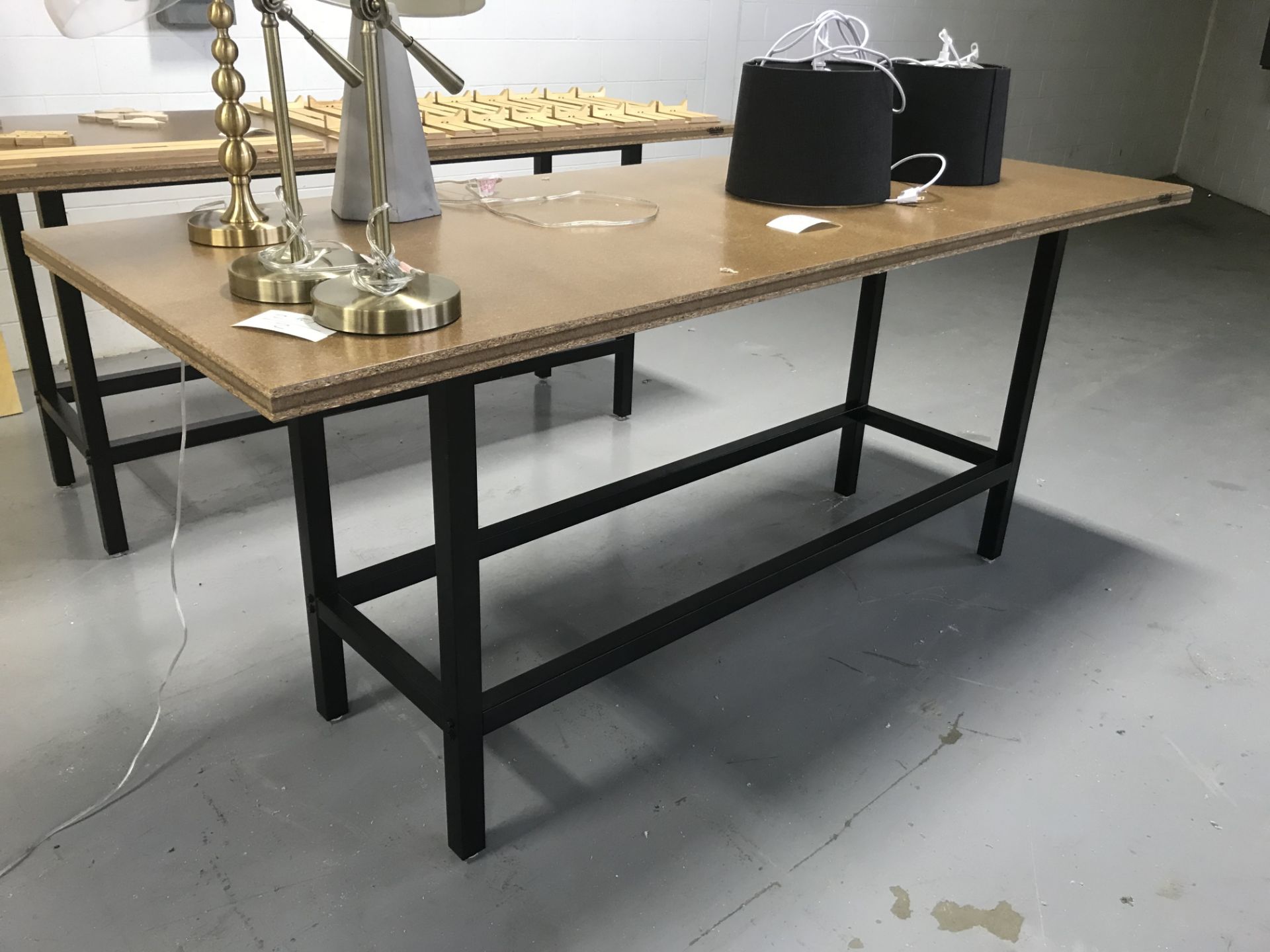 Lingrui Global #318928 Metal Base Table w/Built in Power Strip 8' x 3' x 42"
