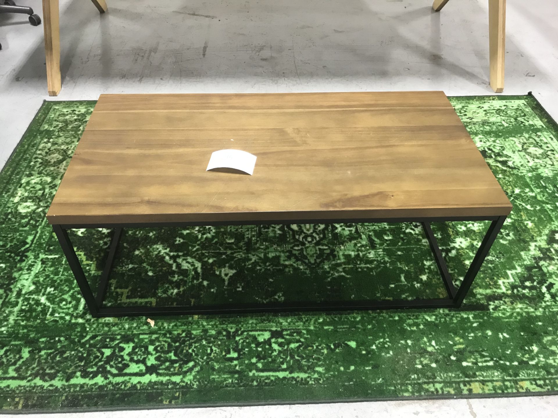 Wood Top Metal Base Coffee Table