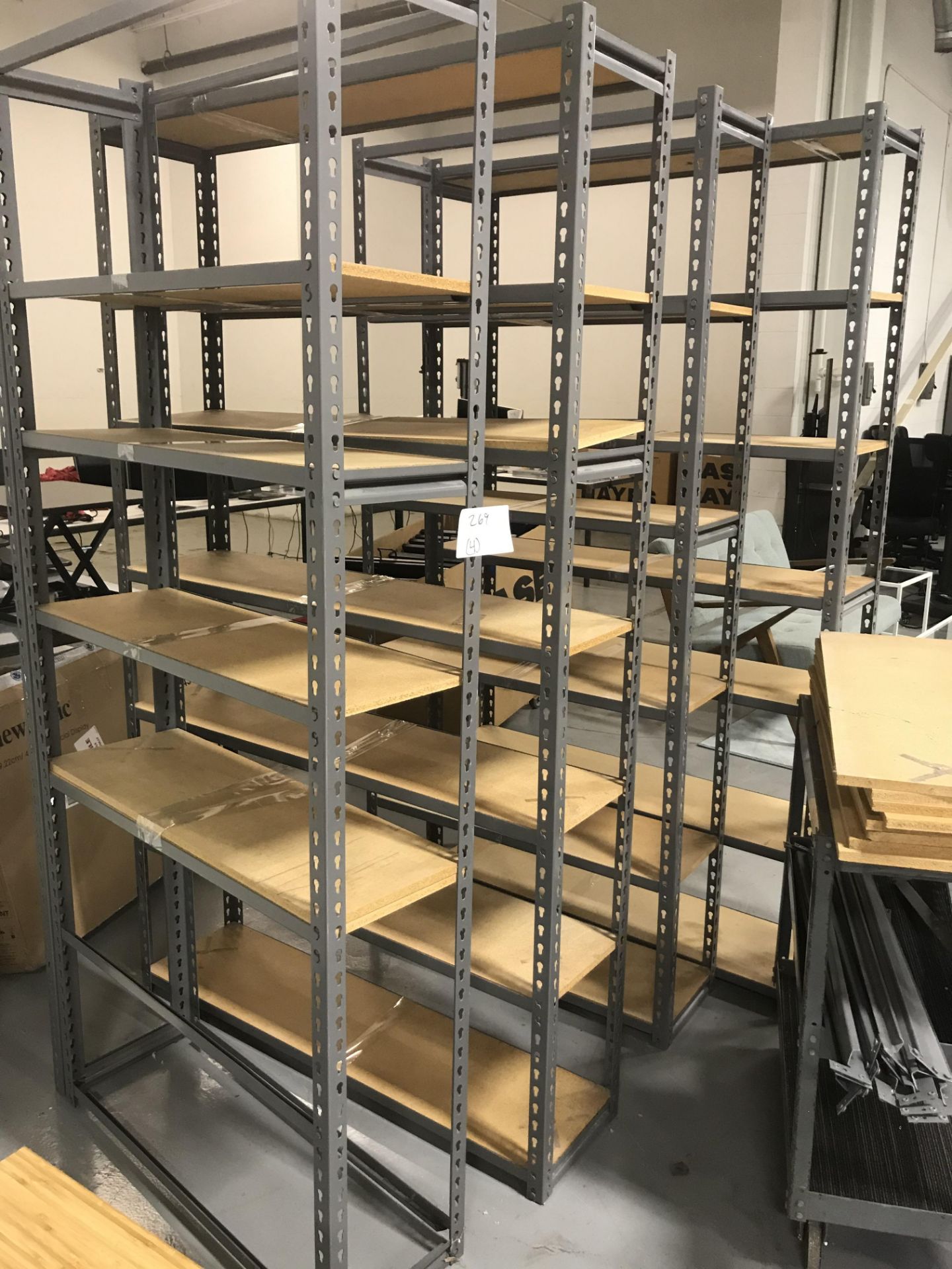 (5) Sections Metal Base Storage Shelves (1 Disassembled Already)