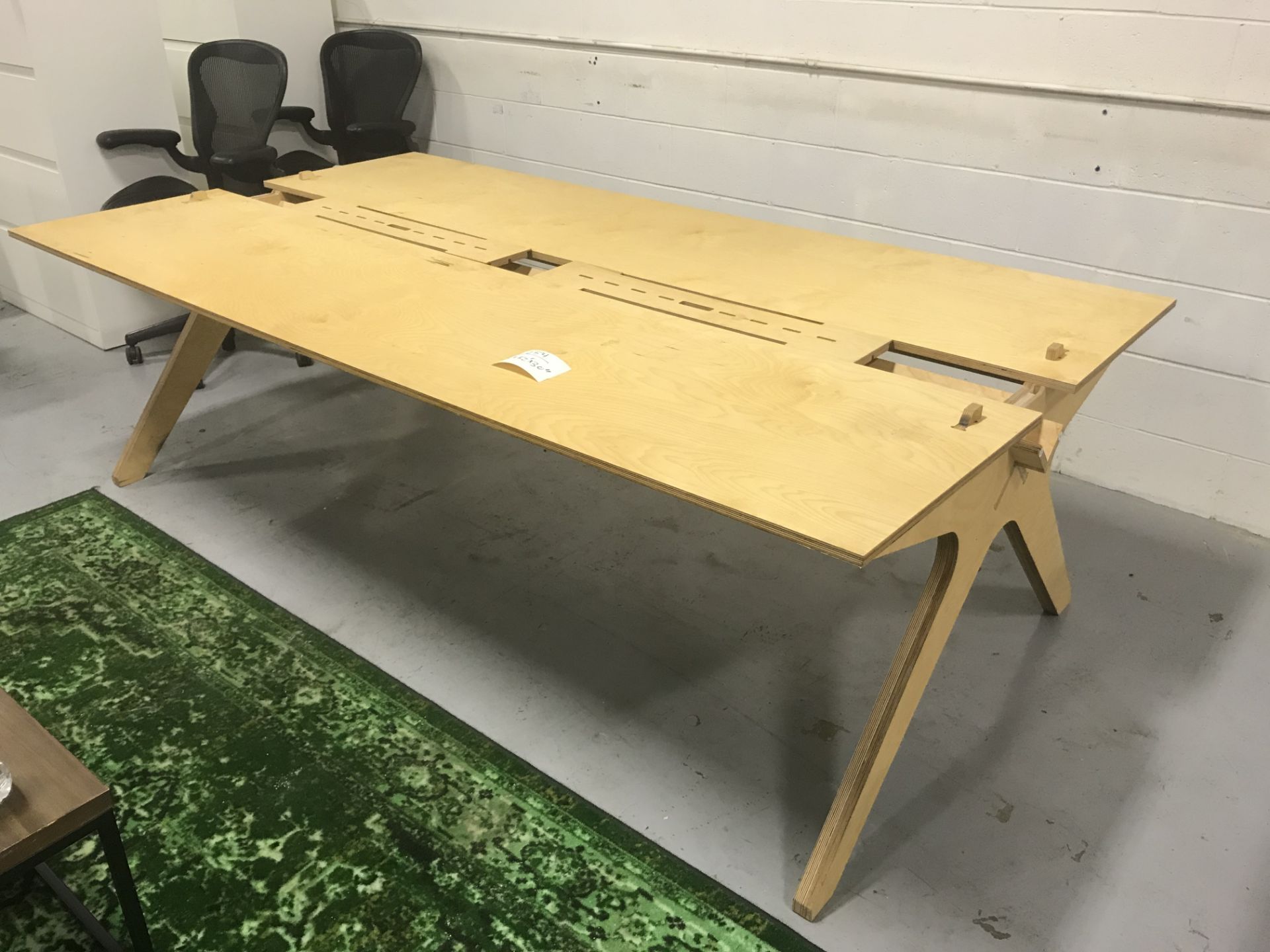 All Wood Conference Table/Platform Table (Bungs) w/ Open Middle Area 8'L x 52"W 30"H - Image 3 of 3