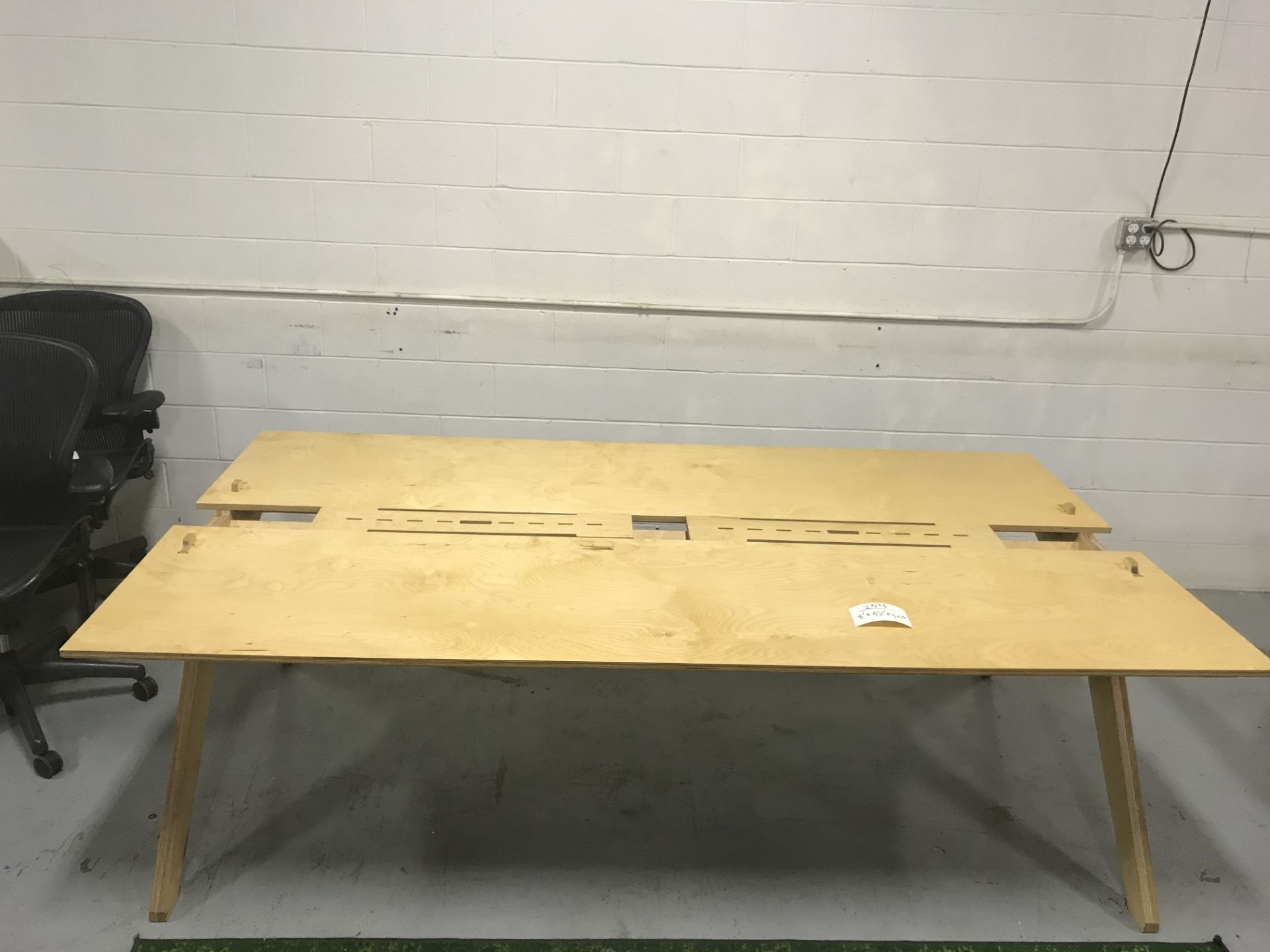 All Wood Conference Table/Platform Table (Bungs) w/ Open Middle Area 8'L x 52"W 30"H - Image 2 of 3