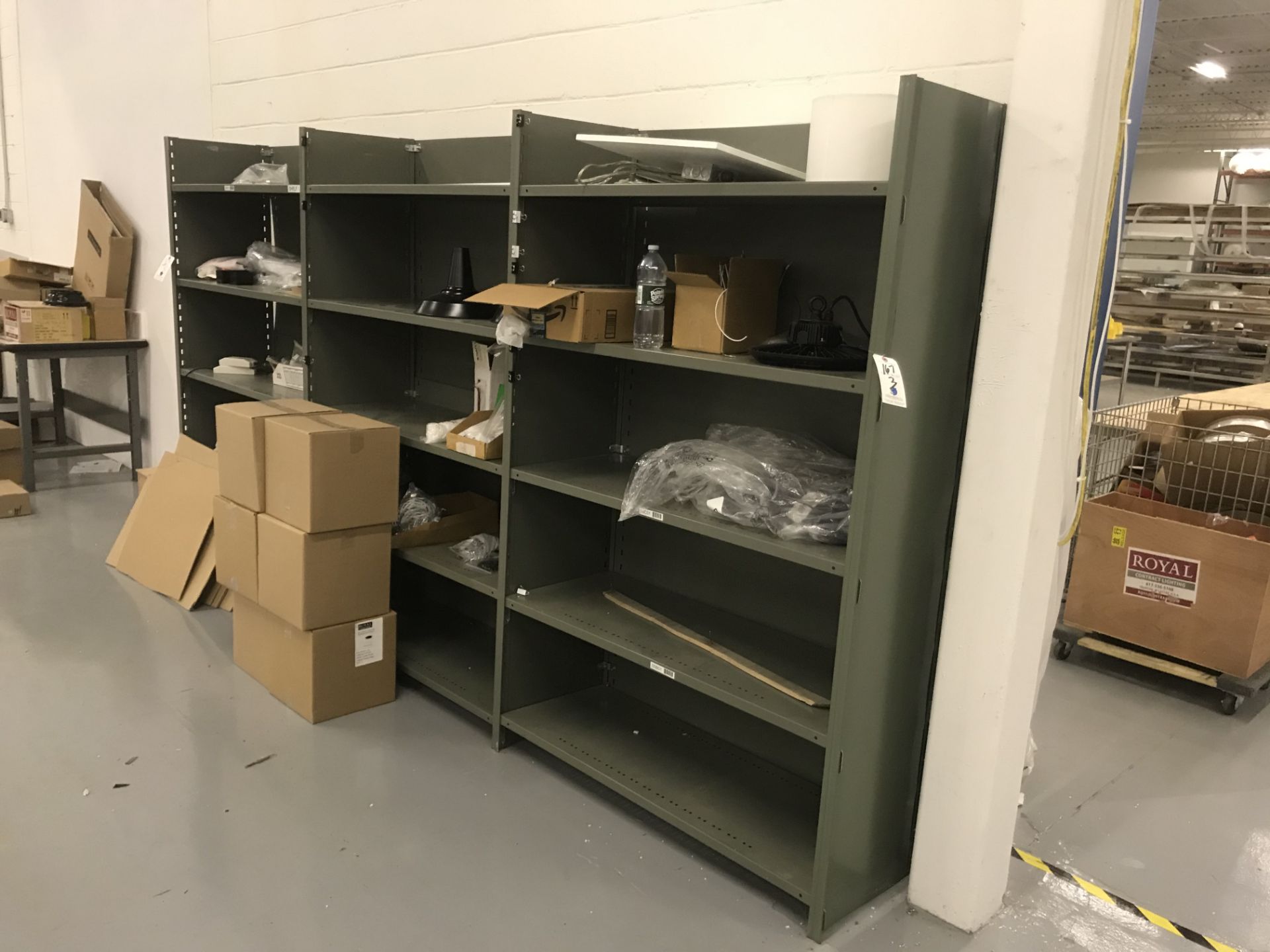 (3) Sec. Metal Shelving 4'X18"X 6' No contents