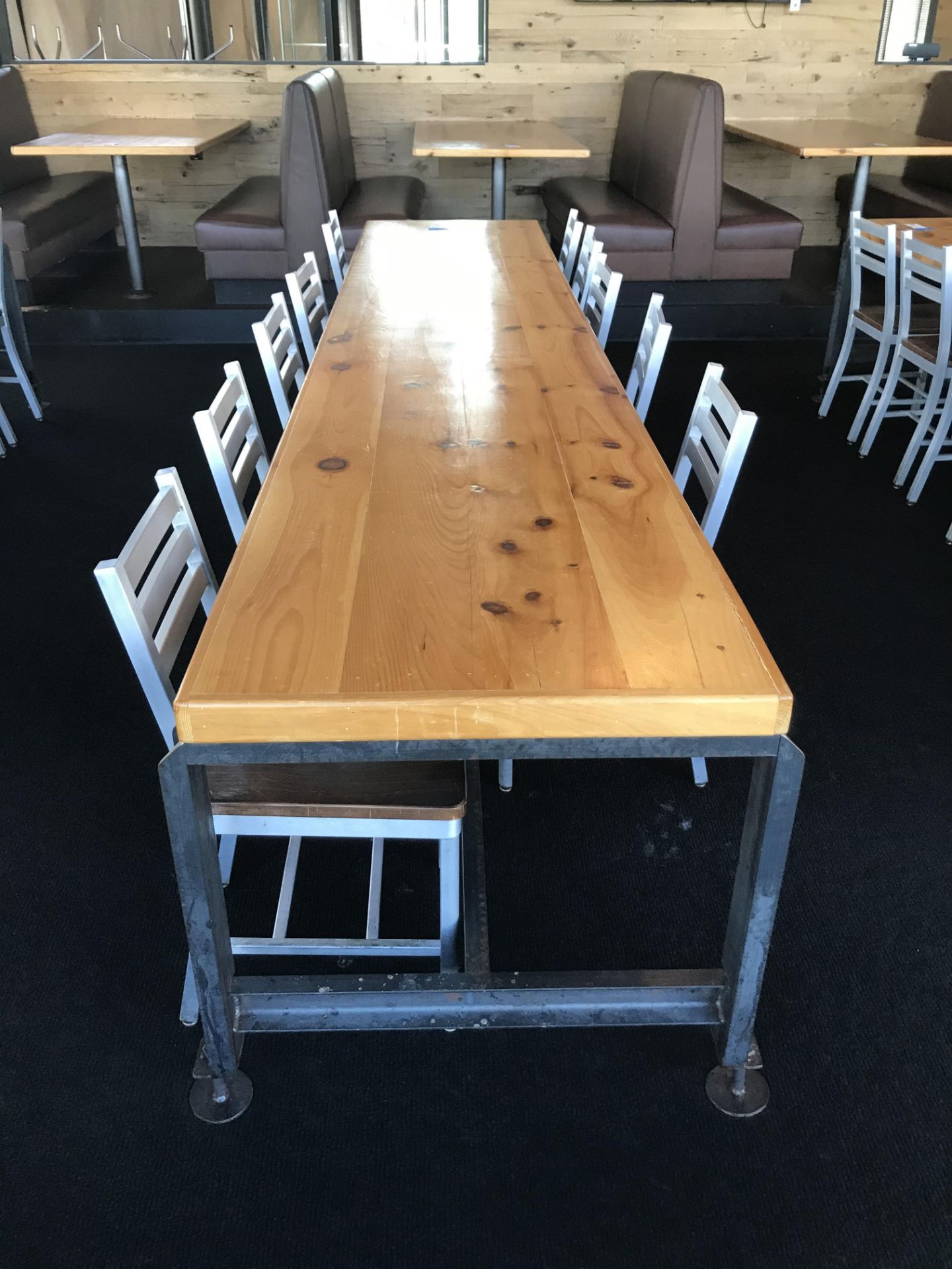 12' x 42" x 30"H x 2 3/8" Thick Steel Leg Communal Table - Adjustable Feet (Heavy & Very Nice)