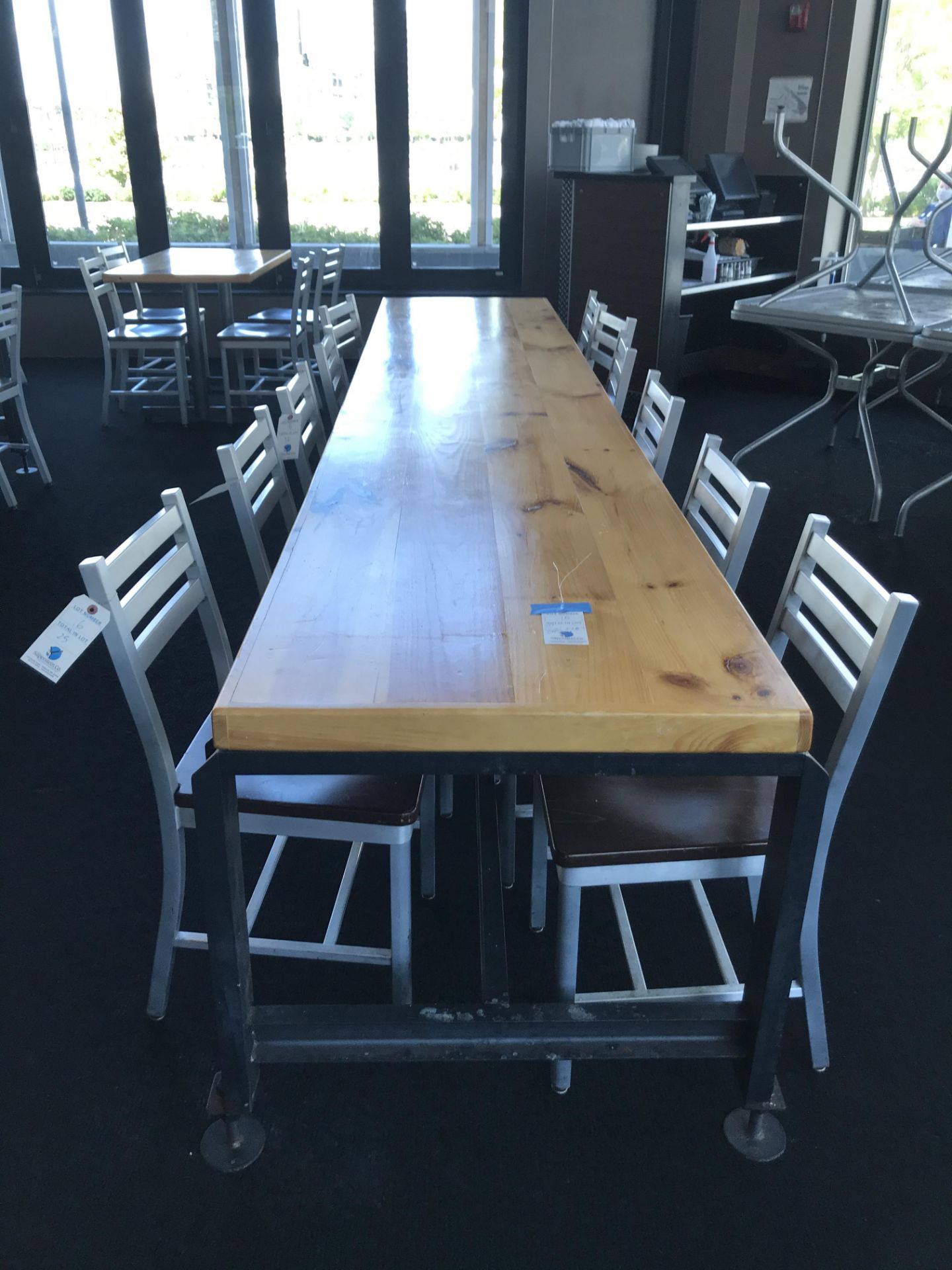 12' x 42" x 30"H x 2 3/8" Thick Steel Leg Communal Table - Adjustable Feet (Heavy & Very Nice)