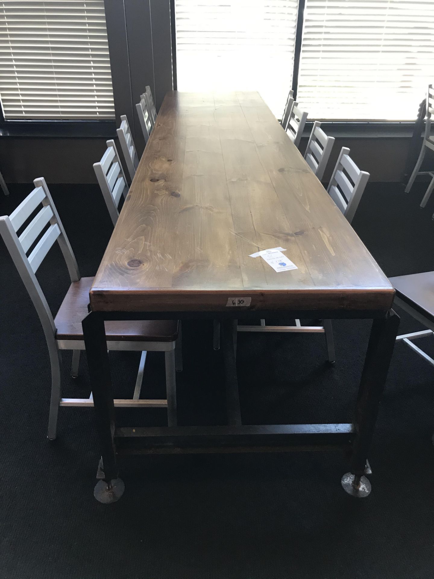 10' x 28" x 2 3/8" Thick Solid Wood Communal Table w/Steel Frame & Adjustable Height Feet