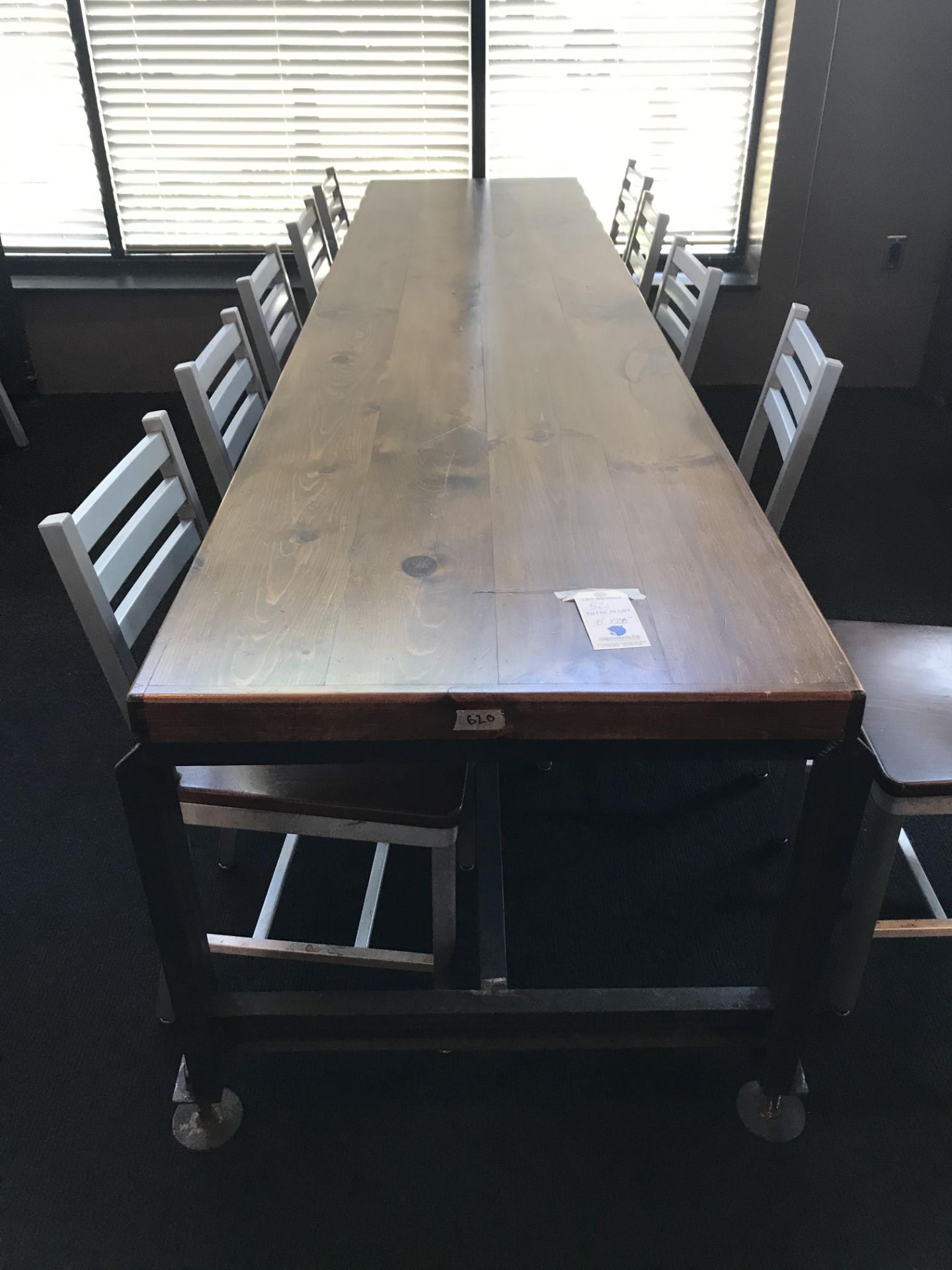 10' x 28" x 2 3/8" Thick Solid Wood Communal Table w/Steel Frame & Adjustable Height Feet