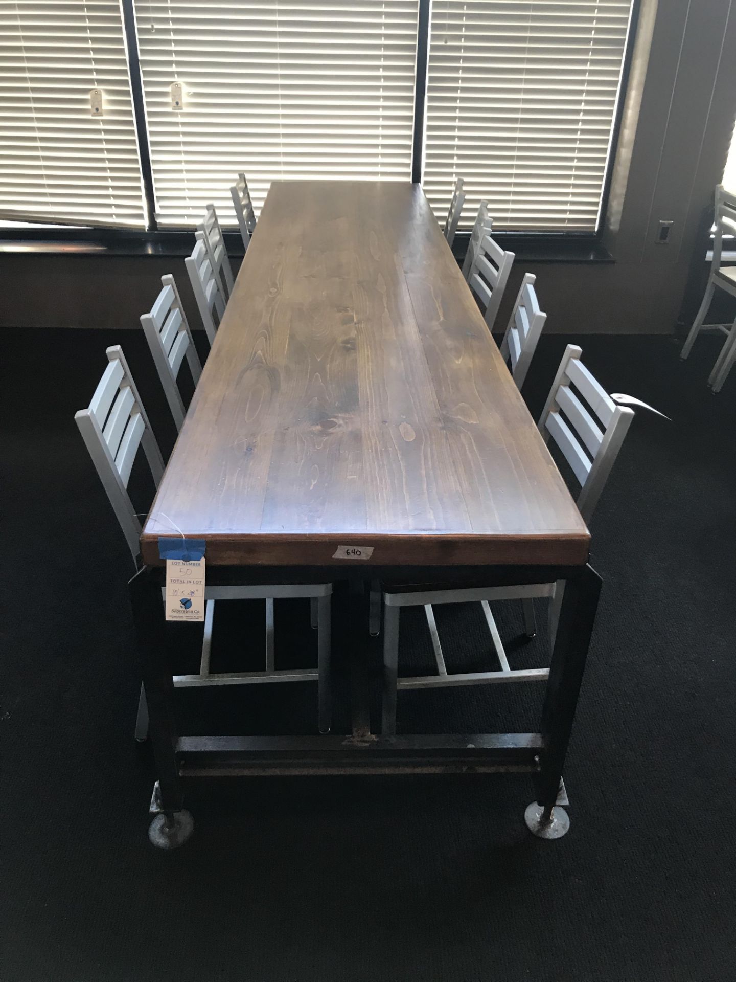 10' x 28" x 2 3/8" Thick Solid Wood Communal Table w/Steel Frame & Adjustable Height Feet