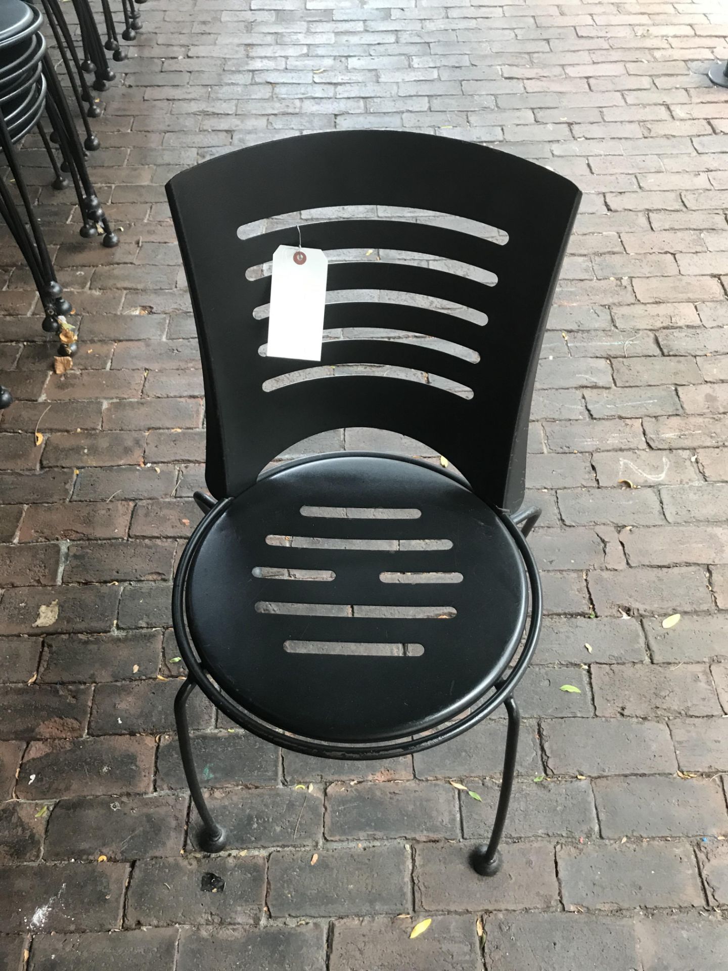 (26) Slotted Seat & Back Stackable Metal Patio Chairs