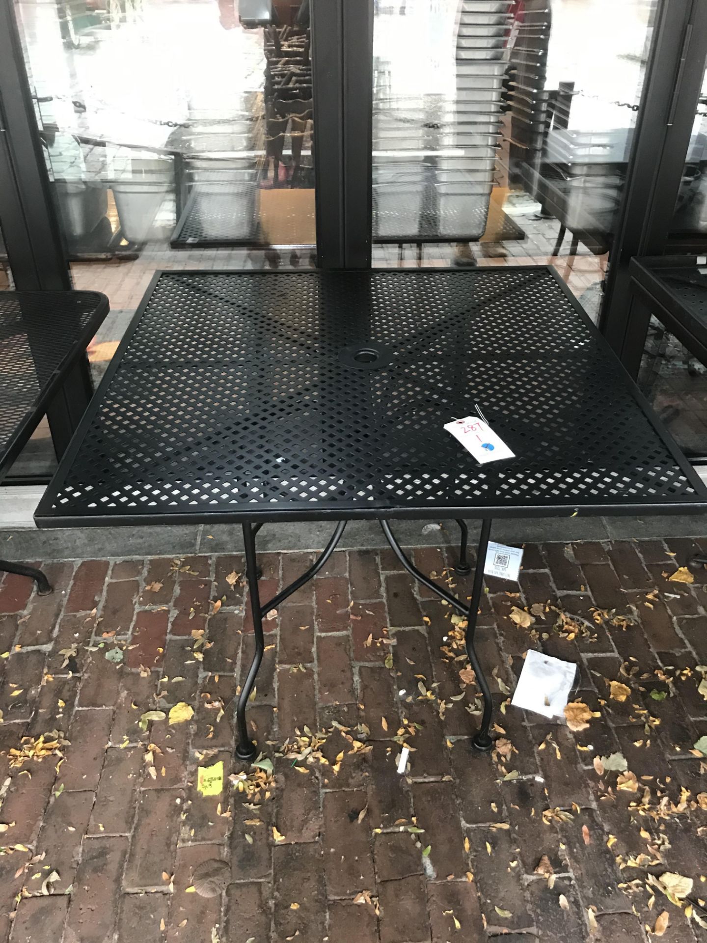 36" x 36" Square Metal Grid Top Outdoor Table
