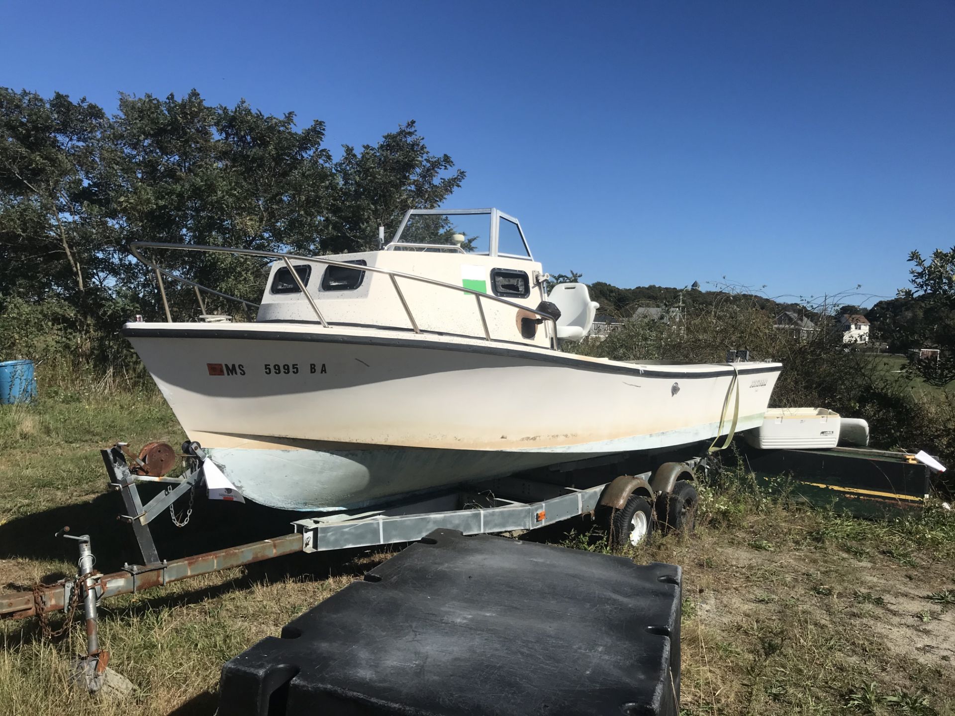 1990 Privateer 22' Lobster Boat with Jib, Hauler & Dual Axle Trailer (BOAT HAS NO MOTOR, TRAILER HAS