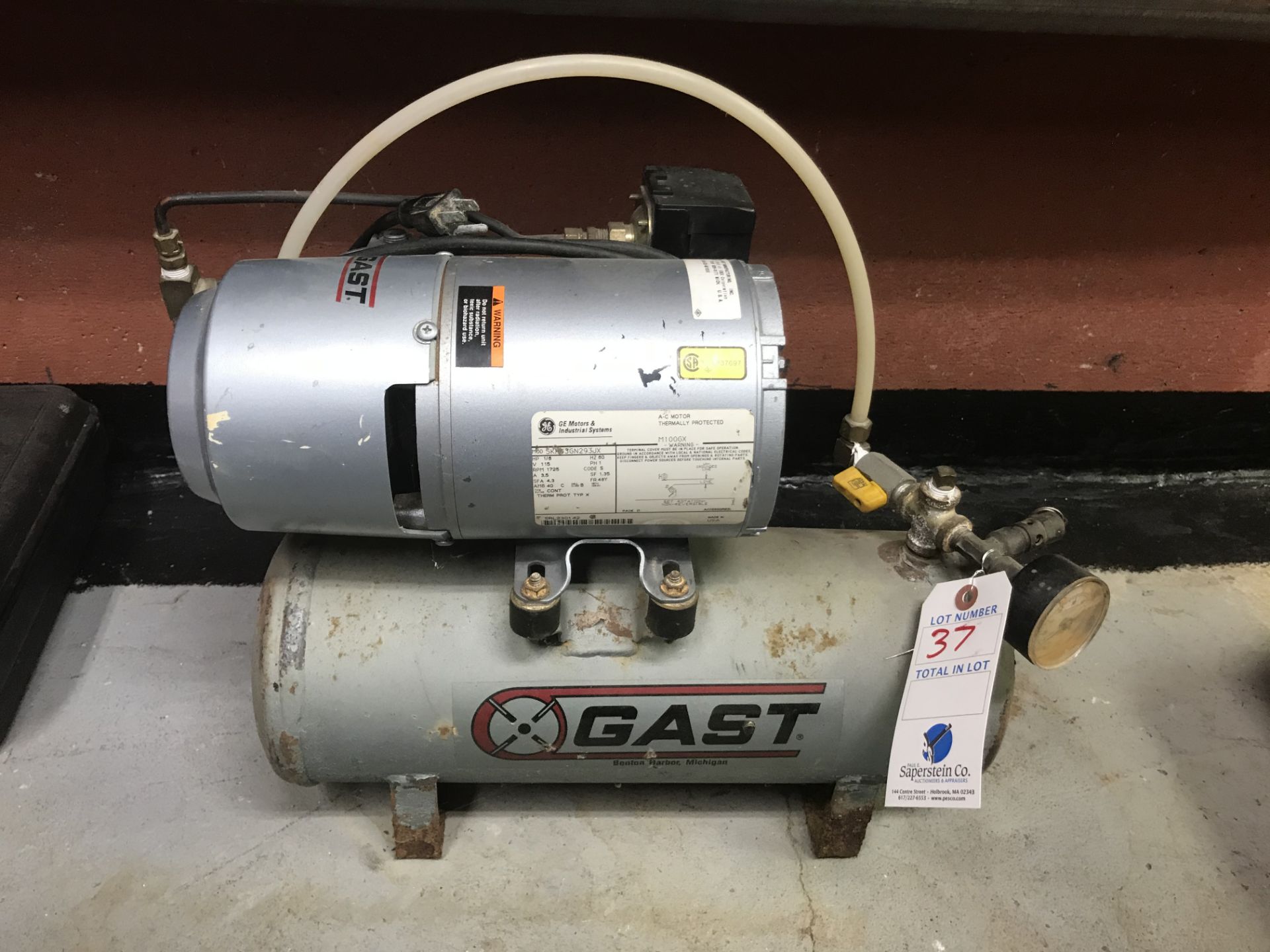 Gast Air Compressor 1/6 HP Single Phase Motor