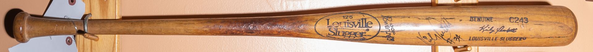 Autographed Louisville Slugger Wood Baseball Bat Stamped and Signed " Kirby Puckett #34"