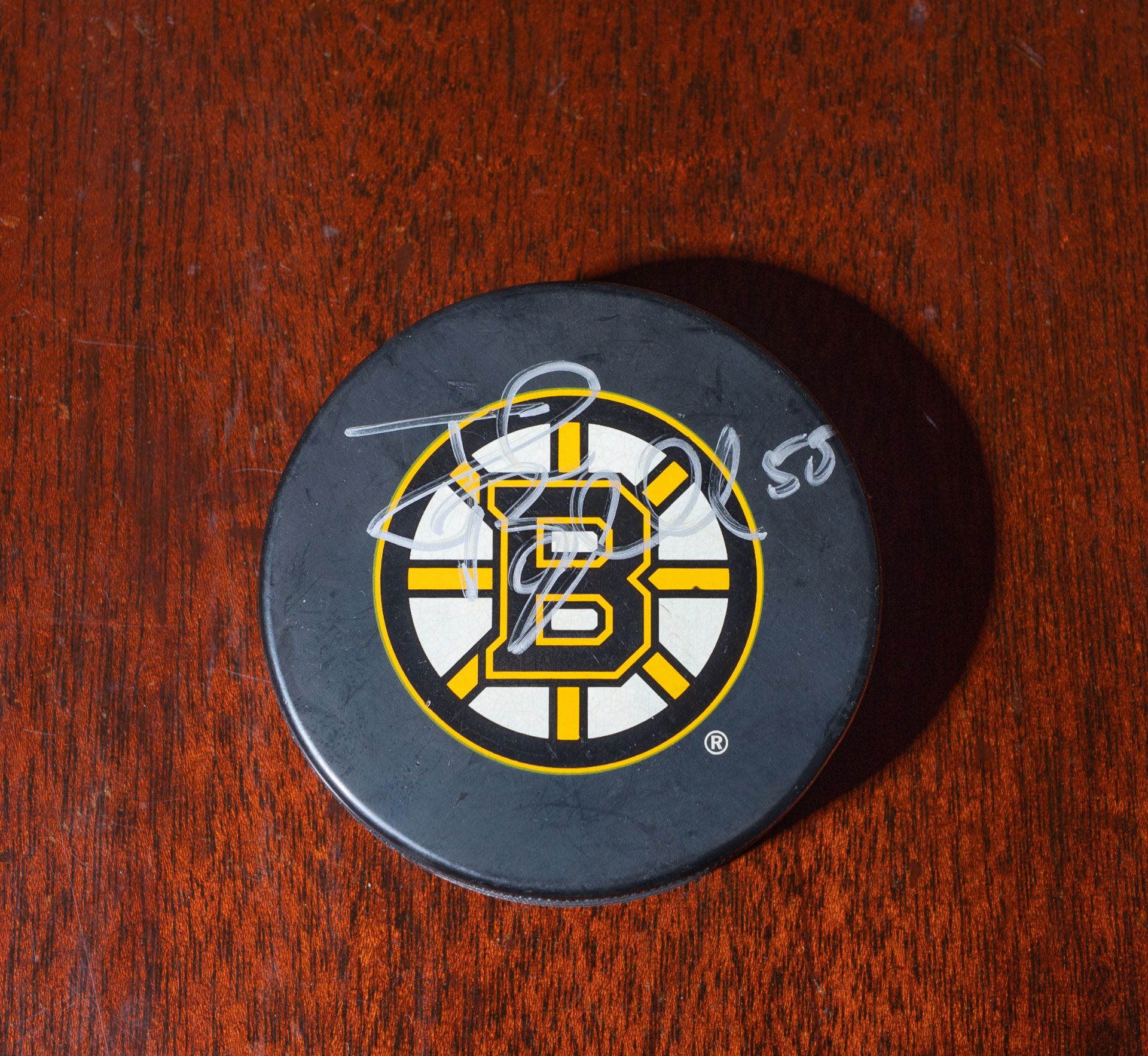 Hal Gill Signed Bruins Puck Signed "Hal Gill"