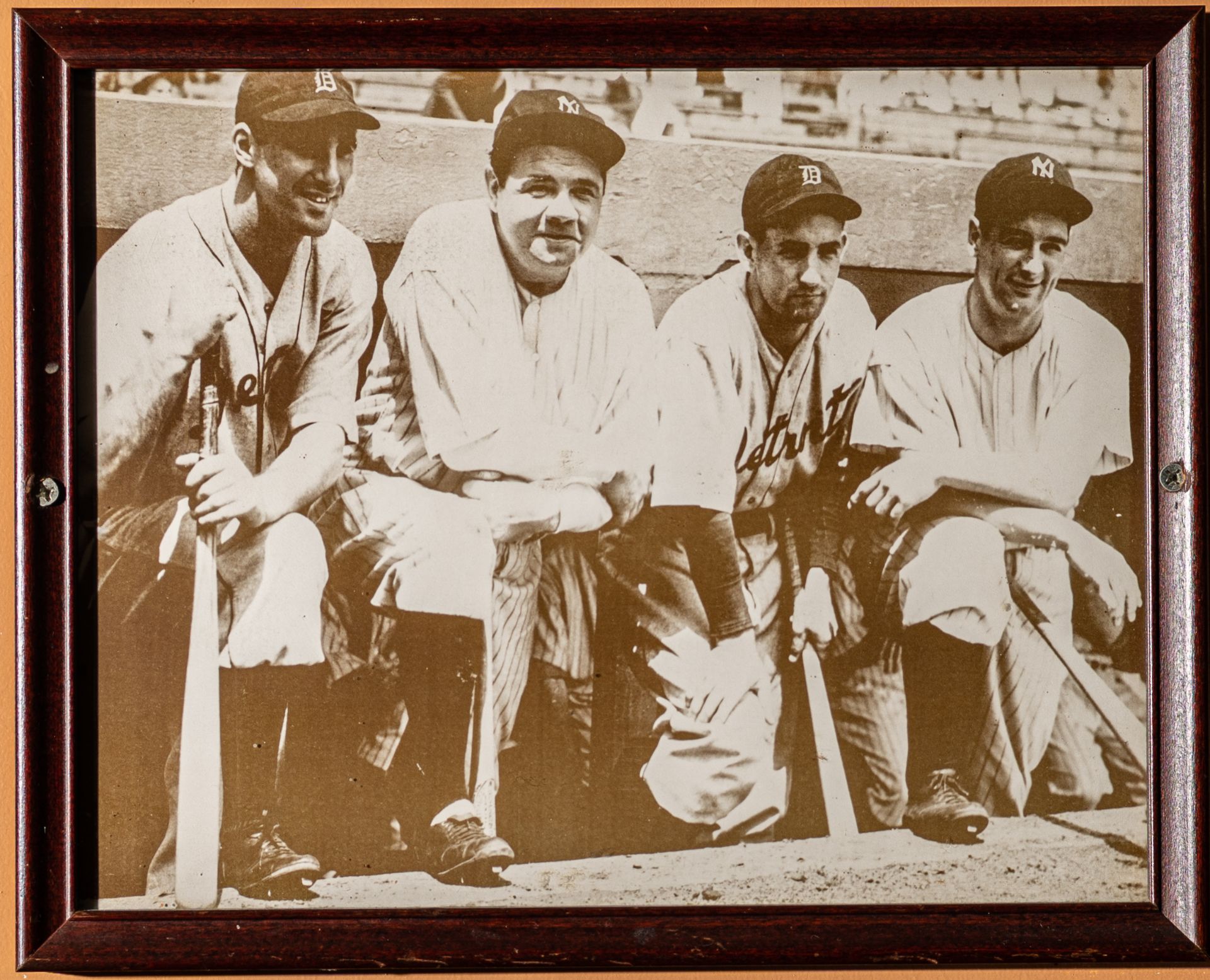Tigers Vs Yankees Babe Ruth and Others Framed Poster 15"x12"
