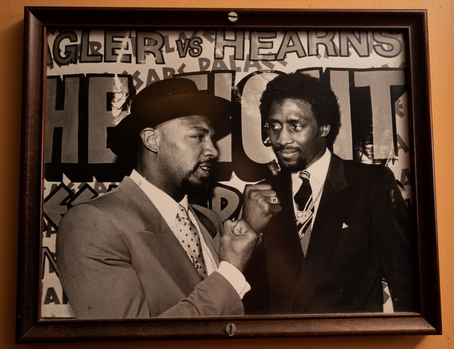 Marvin Hagler vs, Thomas Hearns Bout Photo, Wood Framed 15"x12"