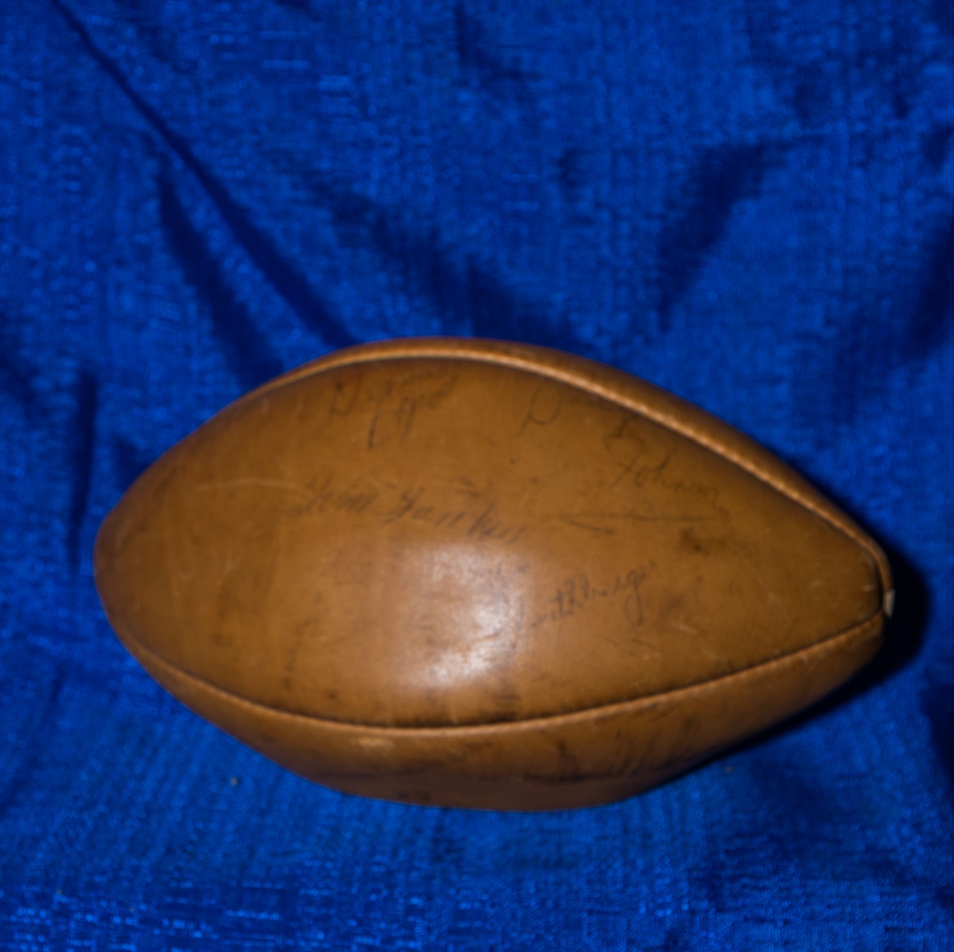 60s Patriots Football, Signed "B. Johnson" and Others