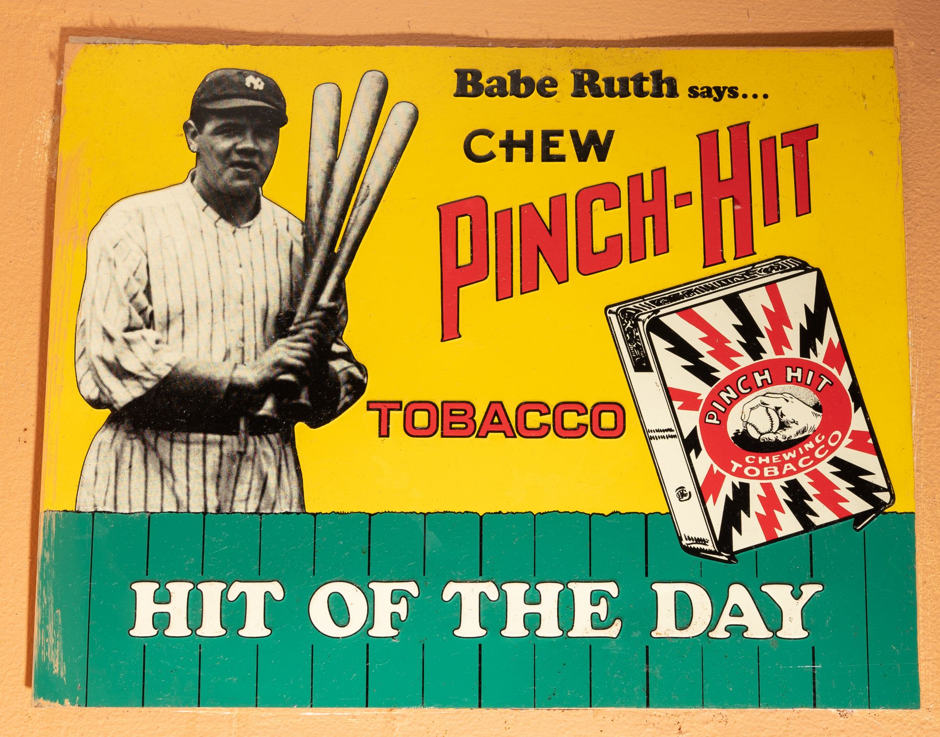 Babe Ruth Pinch Hit Tobacco Ad Metal Sign 14"x11"