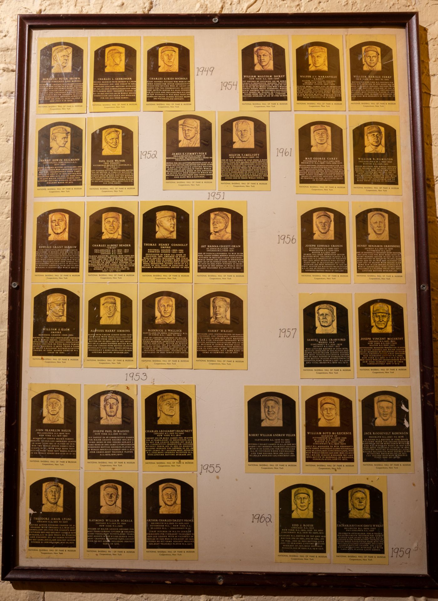 (4) Coopers Town Hall Of Fame Inductees Collector Cards 1936-1969 Framed 27"x37" - Image 3 of 5