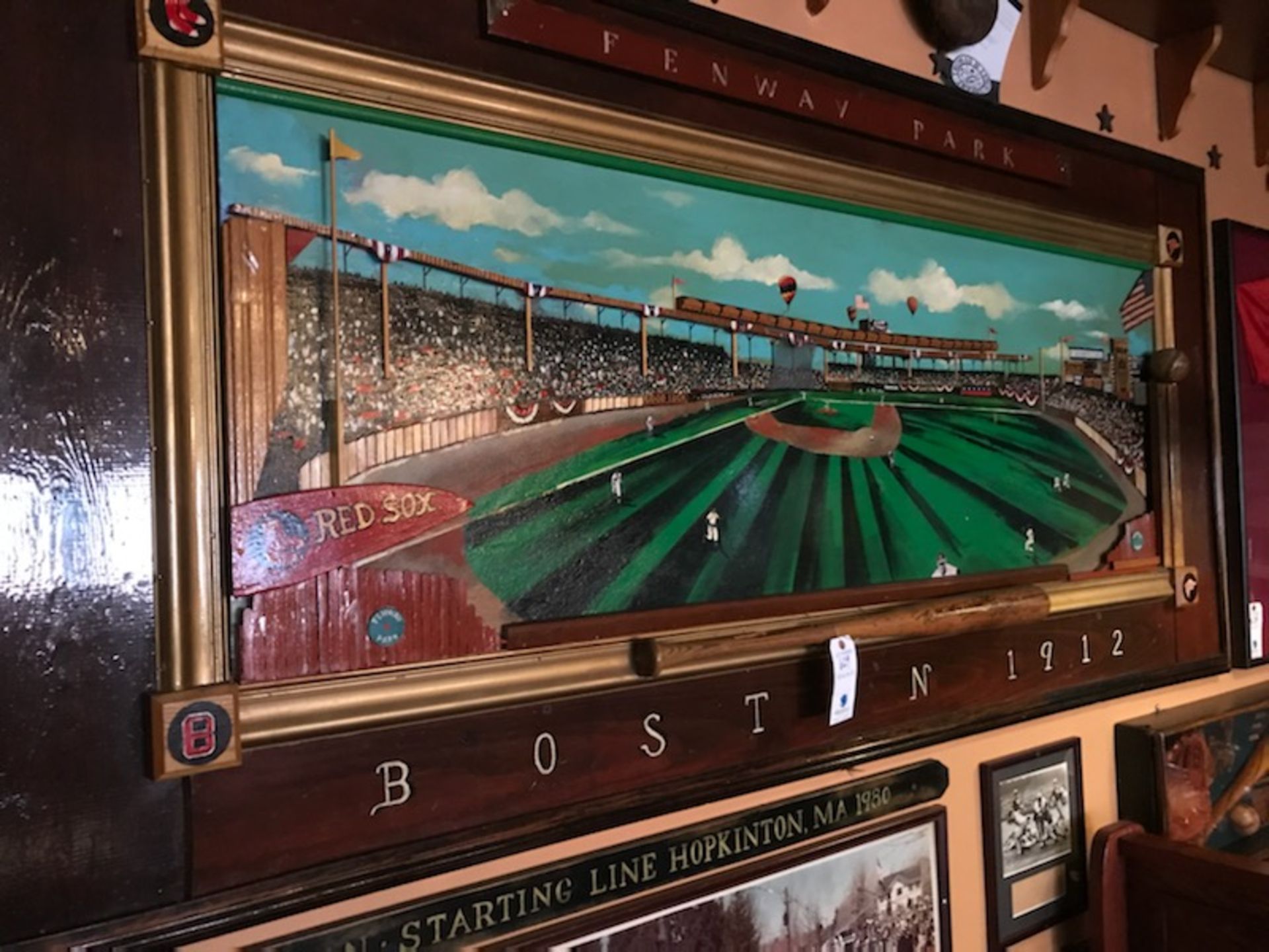 Fenway Park 3D Original Artwork By Tom Lynch 92"x43" w/ Baseball Mitt